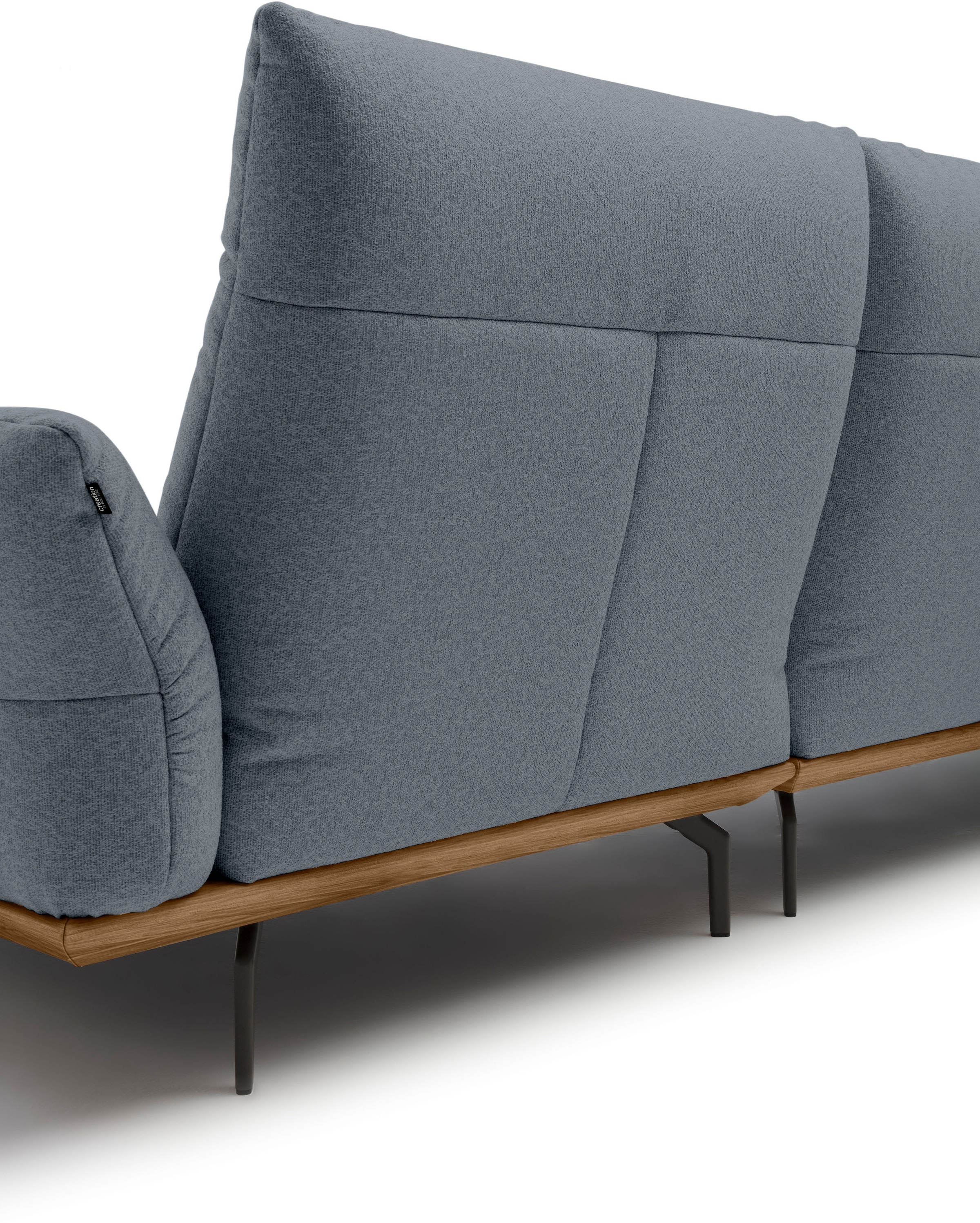 Creation BY ROLF BENZ Ecksofa »CR.460«, Sockel in Nussbaum, Winkelfüße in Umbragrau, Breite 298 cm
