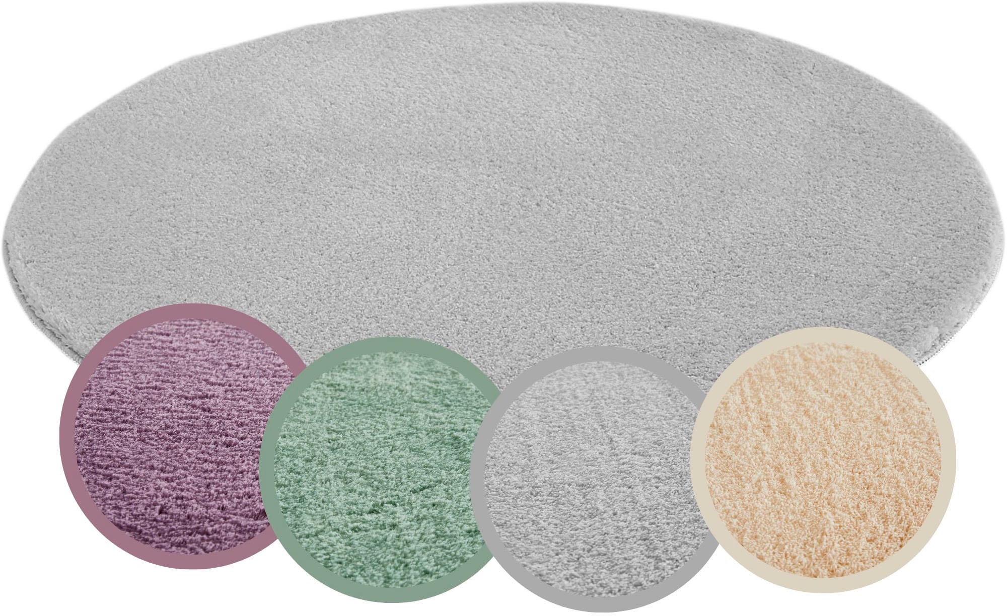 Andiamo 1100000002199 "Arezzo" rund 16 mm Höhe Uni Farben, weicher Flor, waschbar, ideal im Wohnzimmer & Schlafzimmer