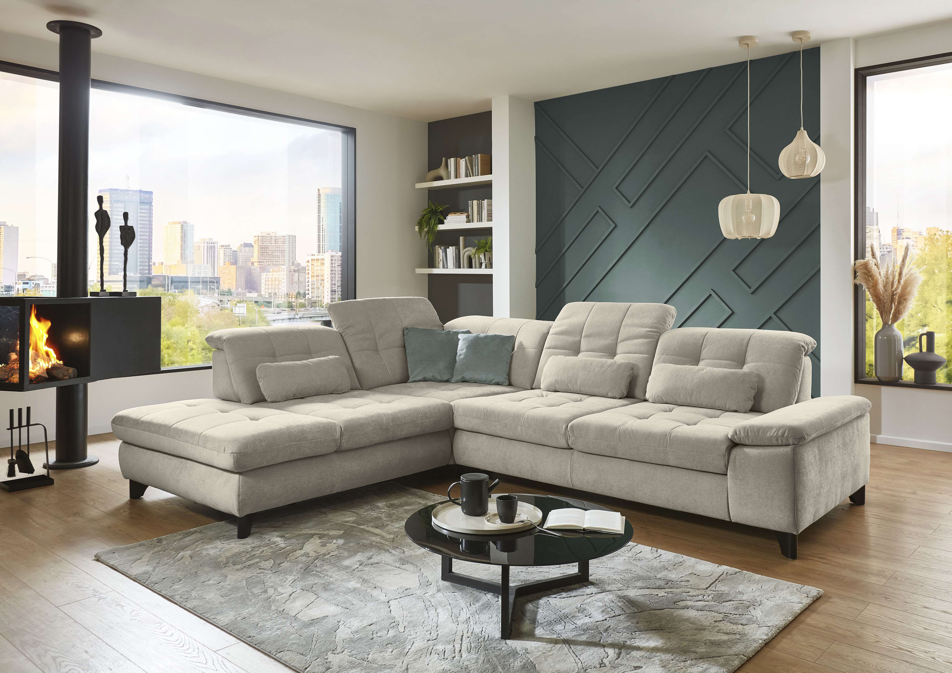 Die PlanBar Ecksofa "MP-IN18012 L-Form mit Kaltschaum-Polsterung" Sitztiefenverstellung, optional Kopfteilverstellung & Schlaffunktion