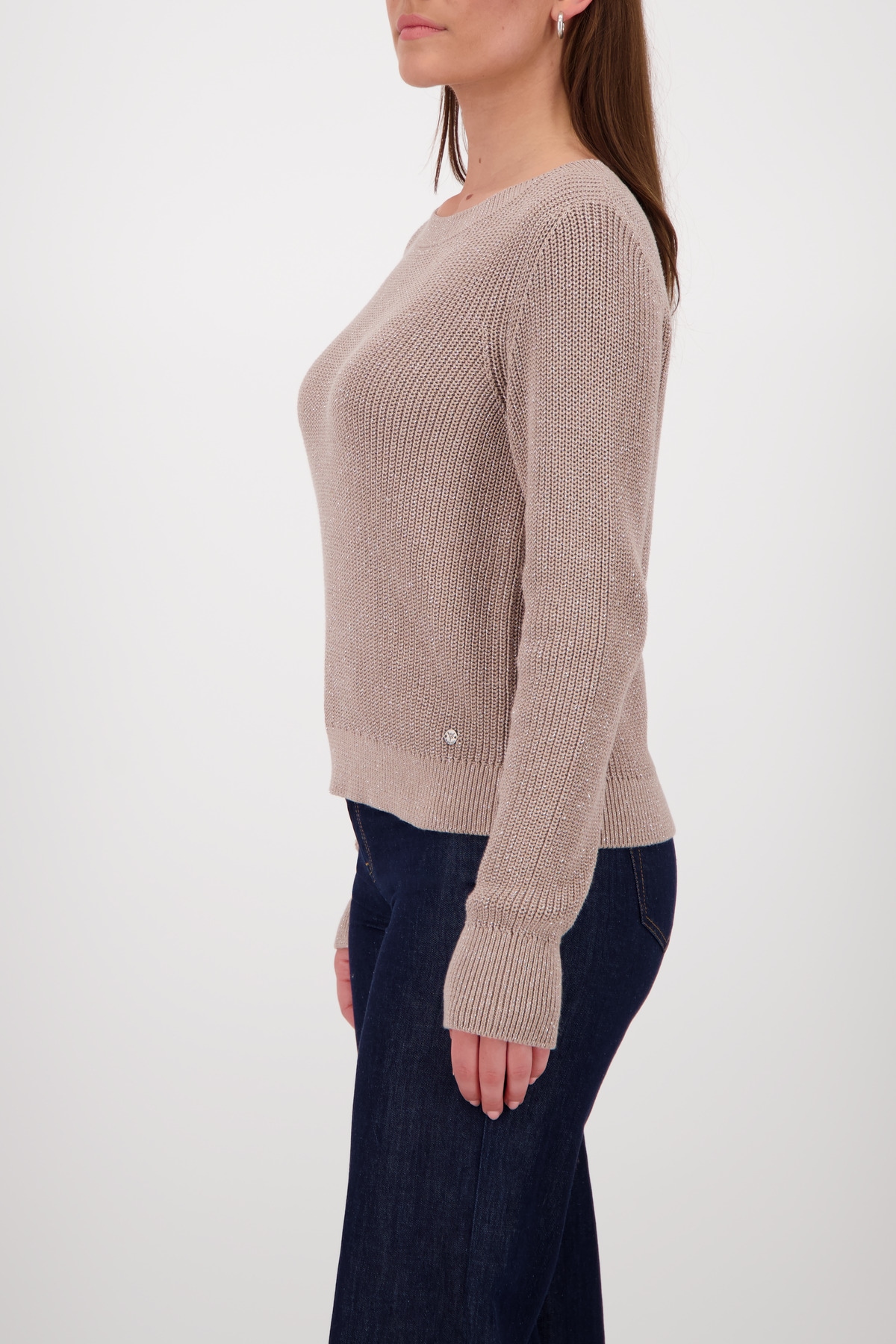 Monari Strickpullover »Pullover Basic Lurex«, Mit Rundhalsausschnitt