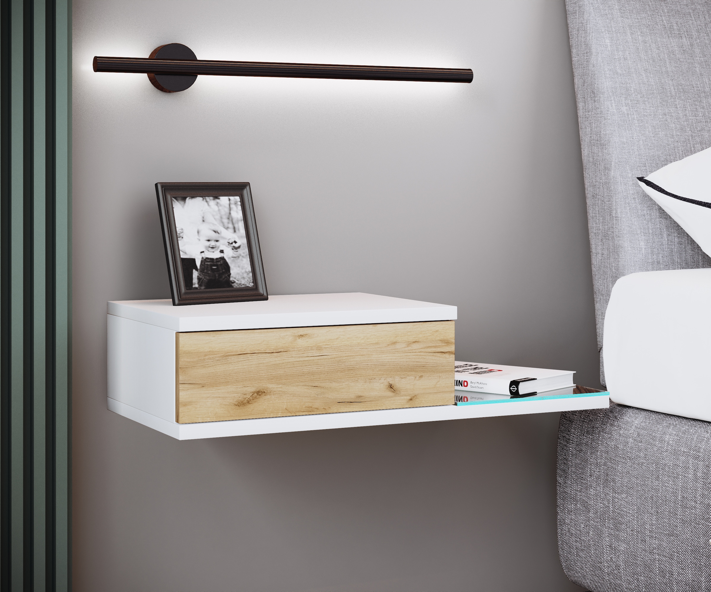 VCM Nachtkonsole »VCM Nachtschrank | Wandschublade | Wandboard | Nachttisch | Maße ca. H. 15 x B. 65 x T. 30 cm - Konsila L«, (VCM Konsila)