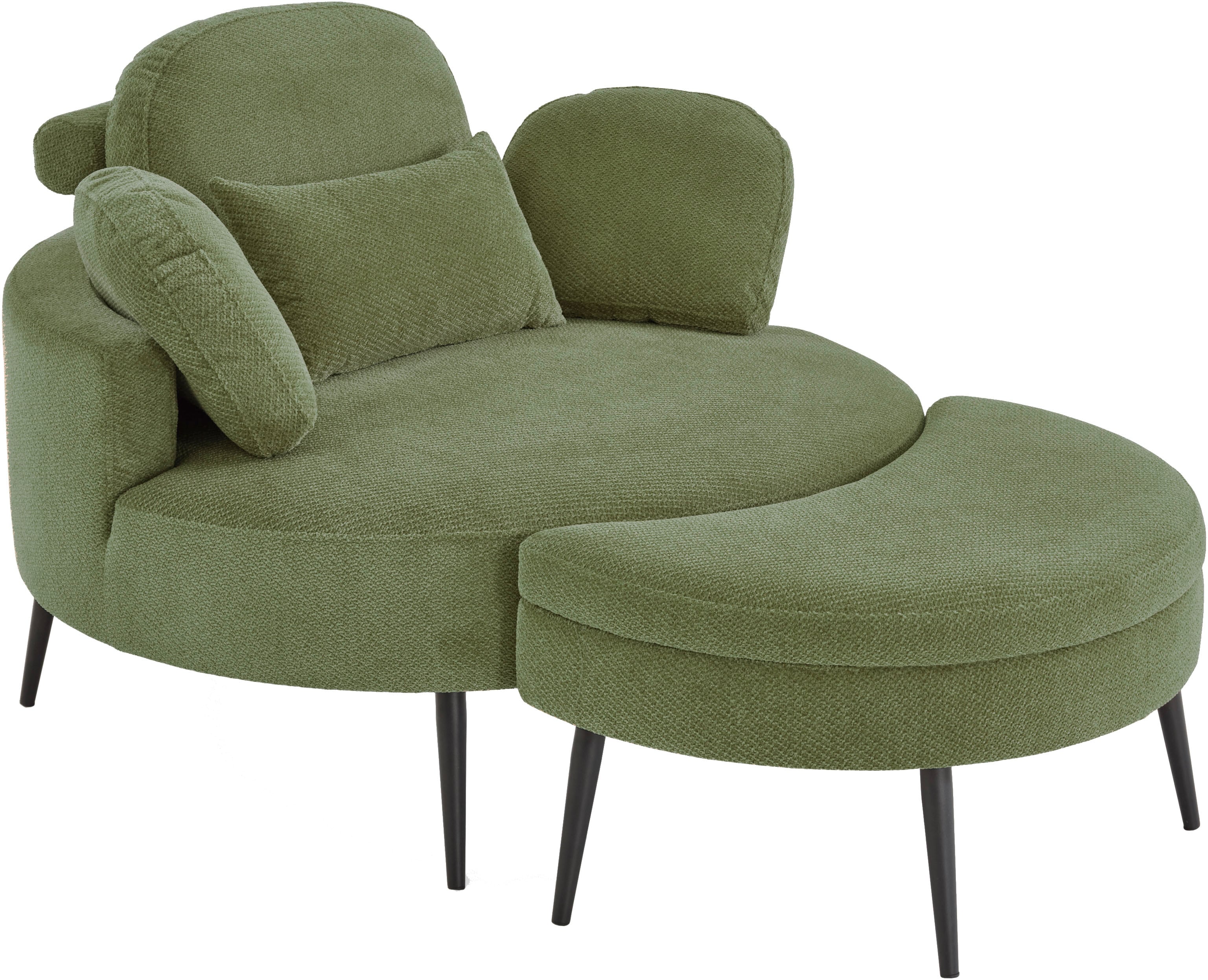 OTTO home Loveseat "Riko Sessel, B: 110 cm, Sitzhöhe: 44 cm" XXL- Sessel, mit Stauraumhocker, Rückenstütze & 4 Zierkissen