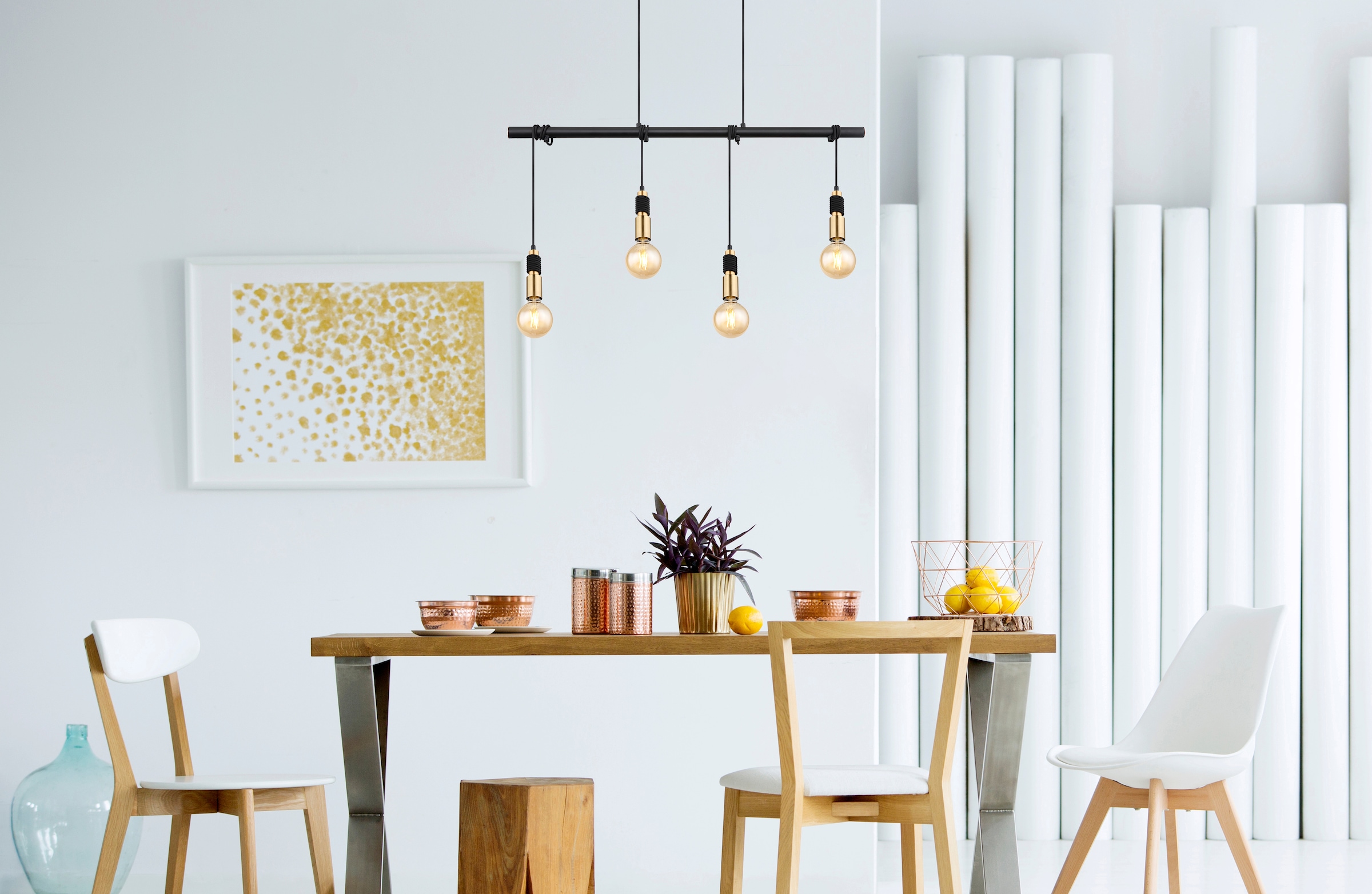 GLOBO LIGHTING Hängeleuchte »ALEXIUS«, Leuchtmittel E27 | ohne Leuchtmittel, Hängelampe/Metall/Kabel zum Herumwickeln/Esszimmer