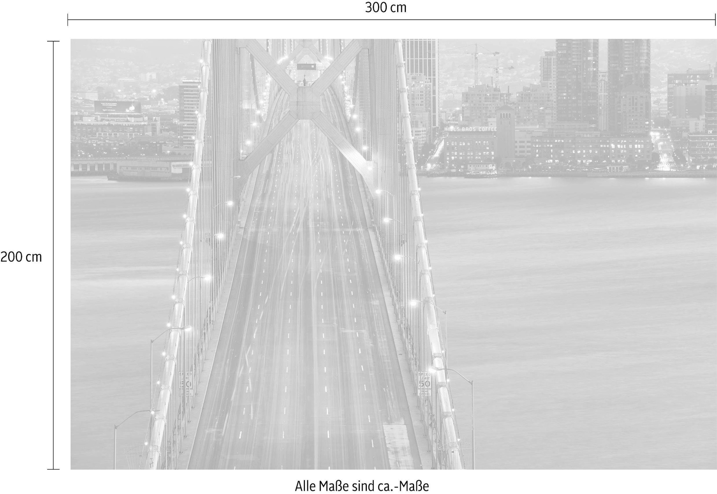 Komar Vliestapete »Digitaldruck Vlies - San Francisco Blues - Größe 300 x 200 cm«, bedruckt, Wohnzimmer, Schlafzimmer