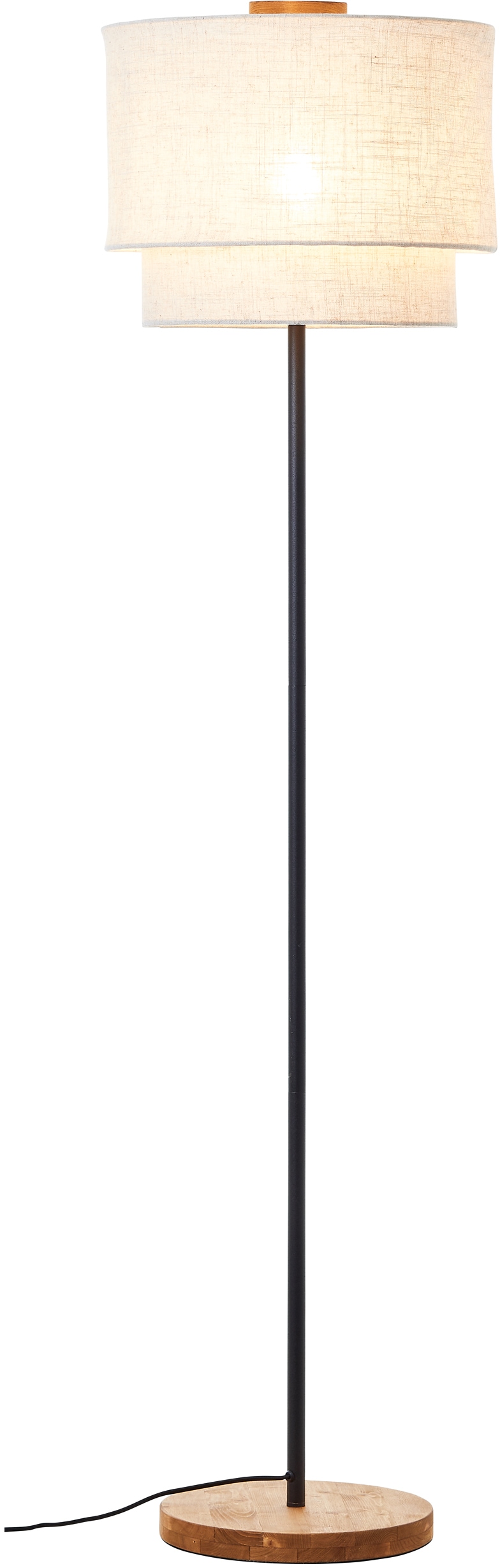 OTTO products Stehlampe »Lucee«, 1 flammig-flammig, Standleuchte mit Leinen  Schirm, Holzelemente, E27 Fassung, beige/natur | BAUR