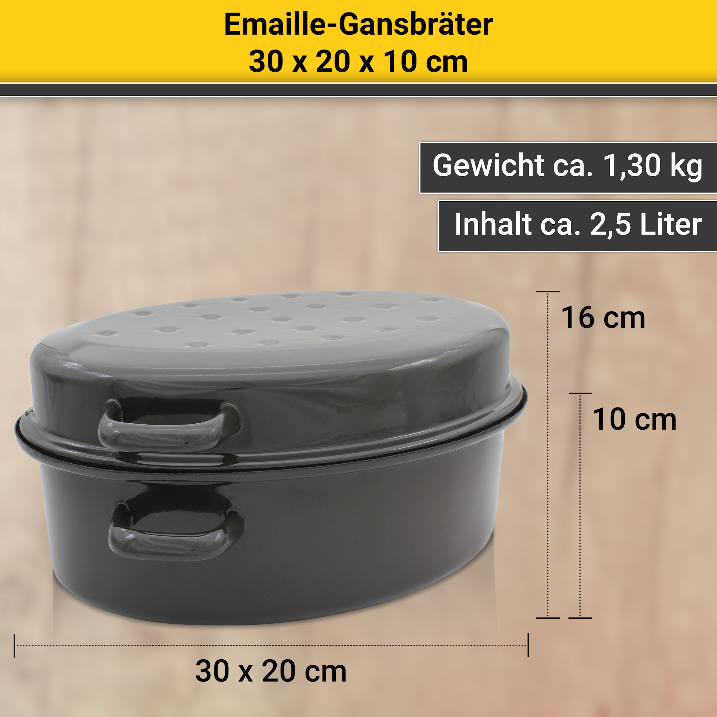 Krüger Bräter »Gansbräter mit Tropfdeckel«, Emaille, (1 tlg.), für Induktions-Kochfelder geeignet