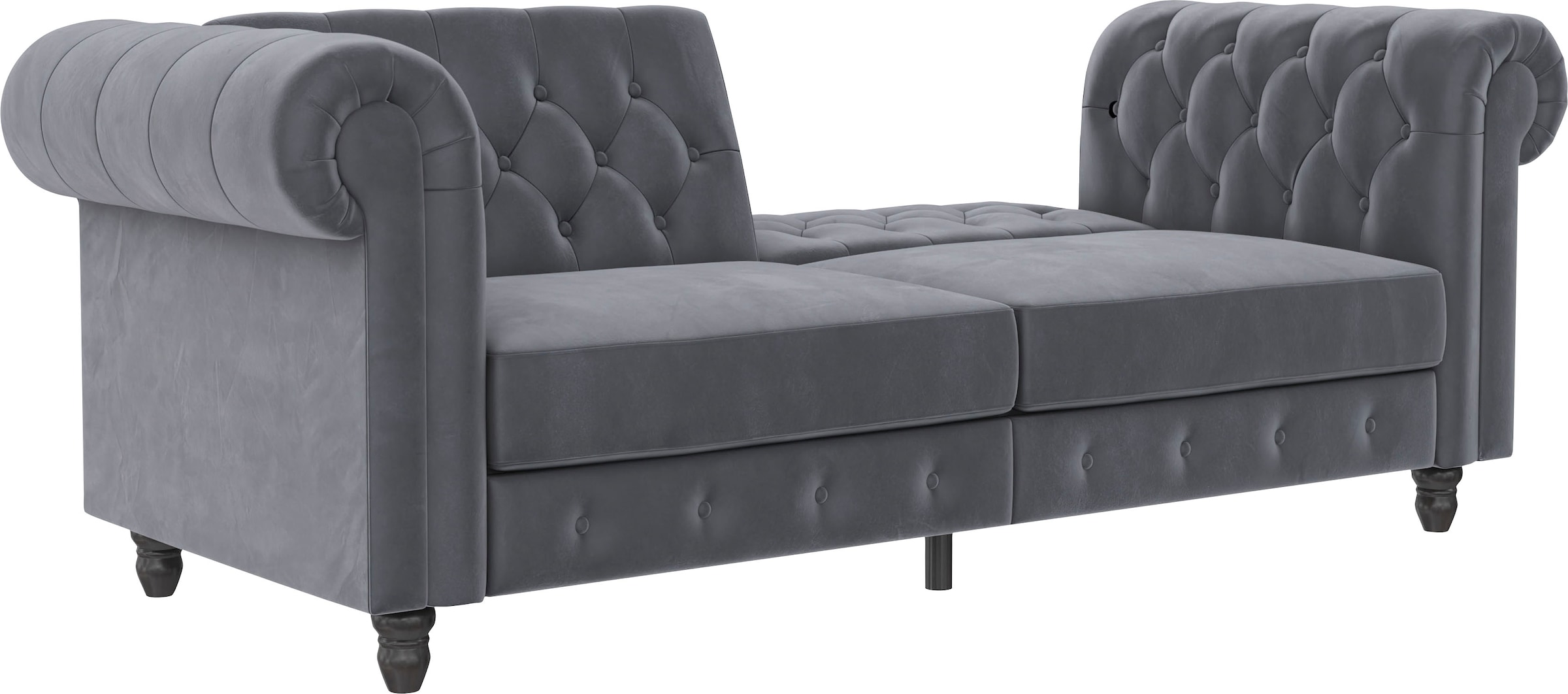 Dorel Home 3-Sitzer »Felix, Schlafsofa 236 cm, (Liegefläche 108x190cm), Rückenlehne«, 3-fach verstellbar, Velours, Kunstleder, Luxus-Microfaser Vintage