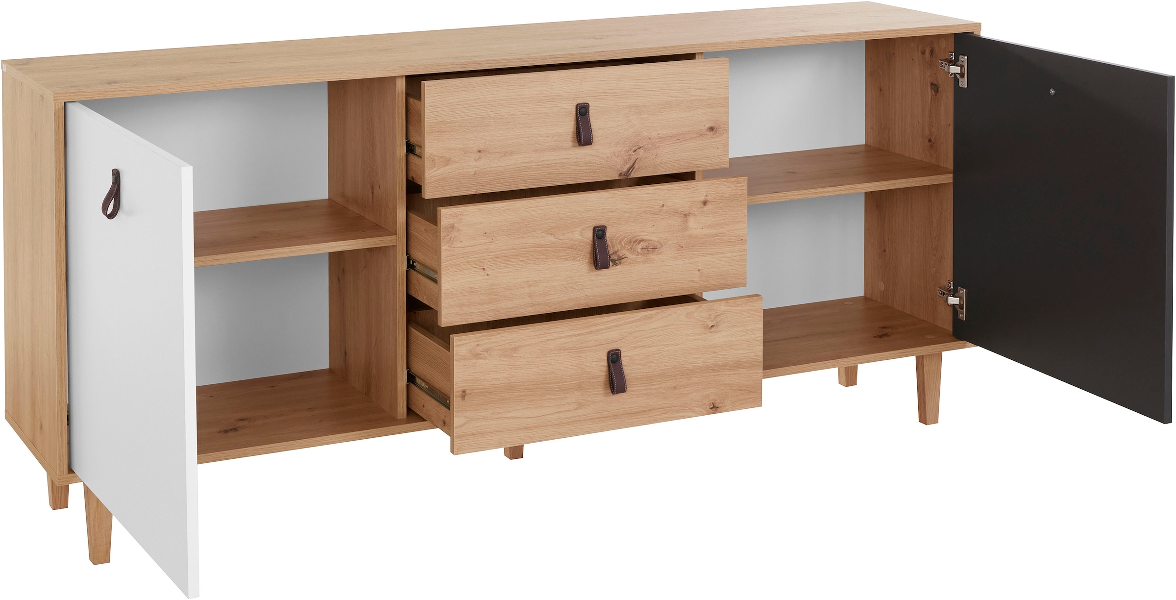 Homexperts Sideboard »Bristol«, Breite 120 cm oder 180 cm, mit massiven Eichefüßen