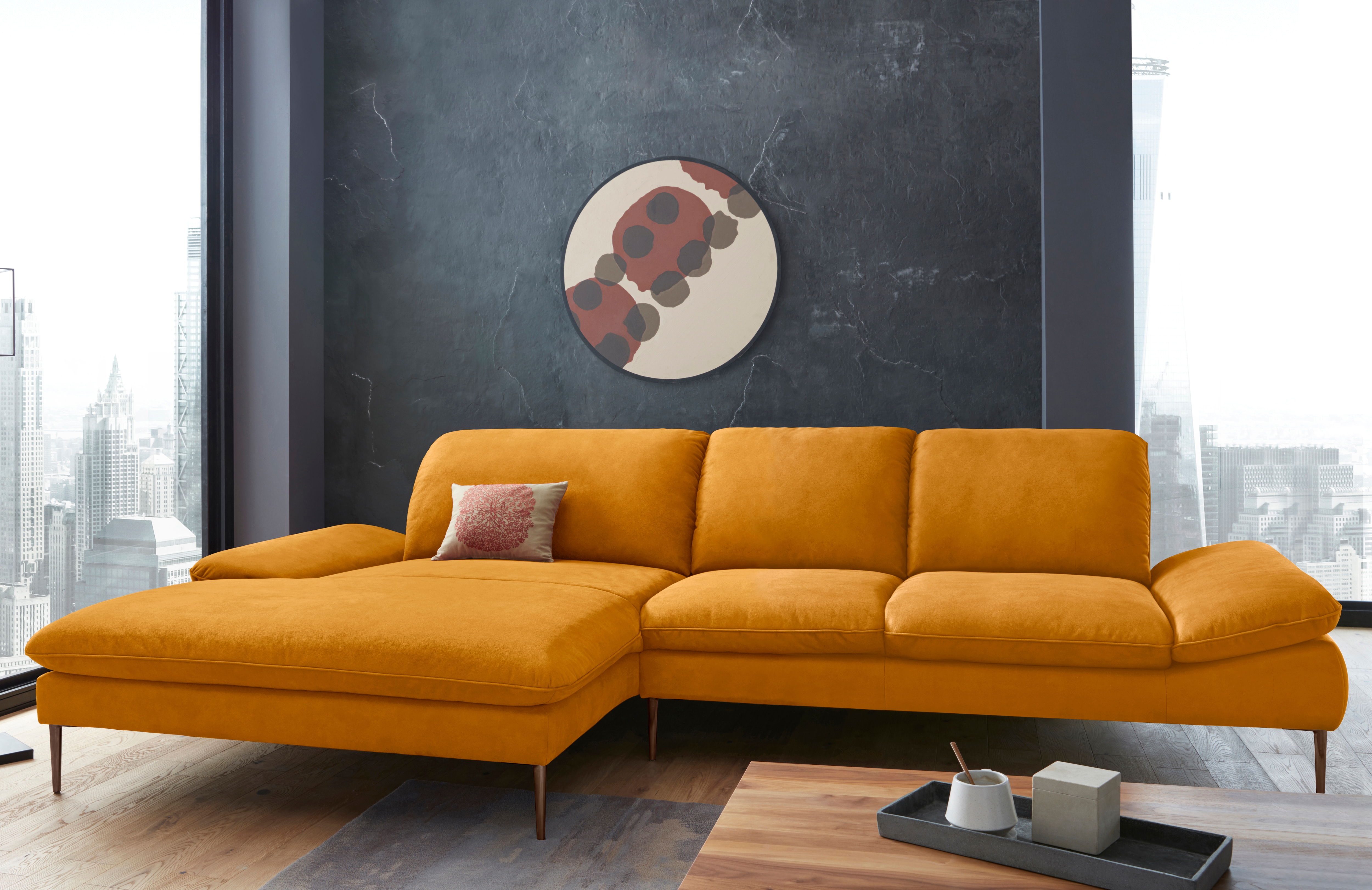 W.SCHILLIG Ecksofa "enjoy&MORE, Designsofa, bequem, elegant und zeitlos, L-Form" Sitztiefenverstellung, Füße bronze pulverbeschichtet, Breite 340 cm