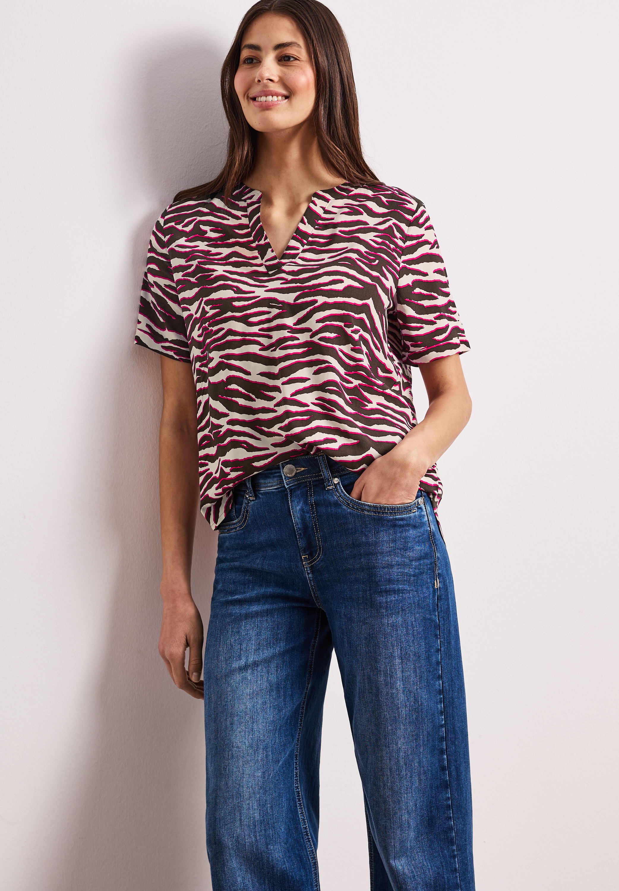 STREET ONE Kurzarmbluse aus softer Viskose günstig online kaufen