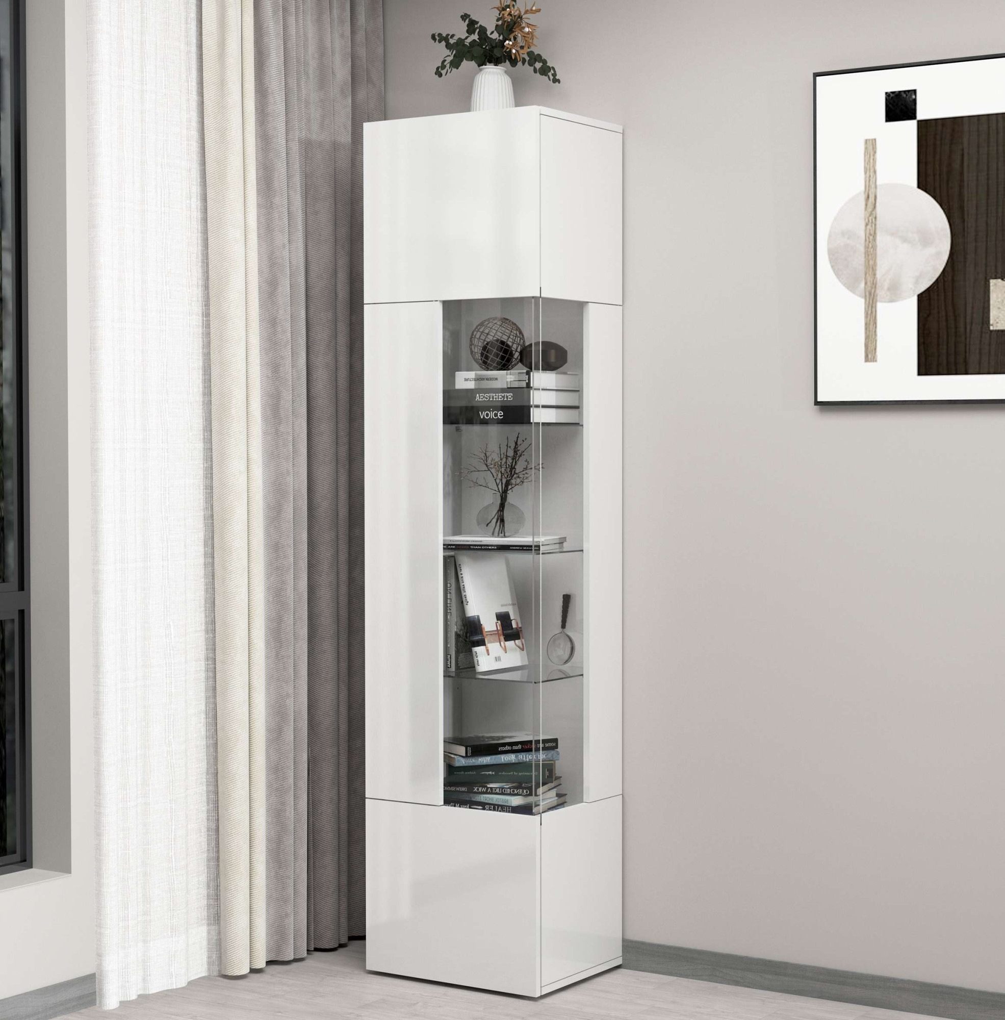 INOSIGN Vitrine »Egypt«, komplett hochglanz lackiert, 1 Glastür mit 3 Glasböden