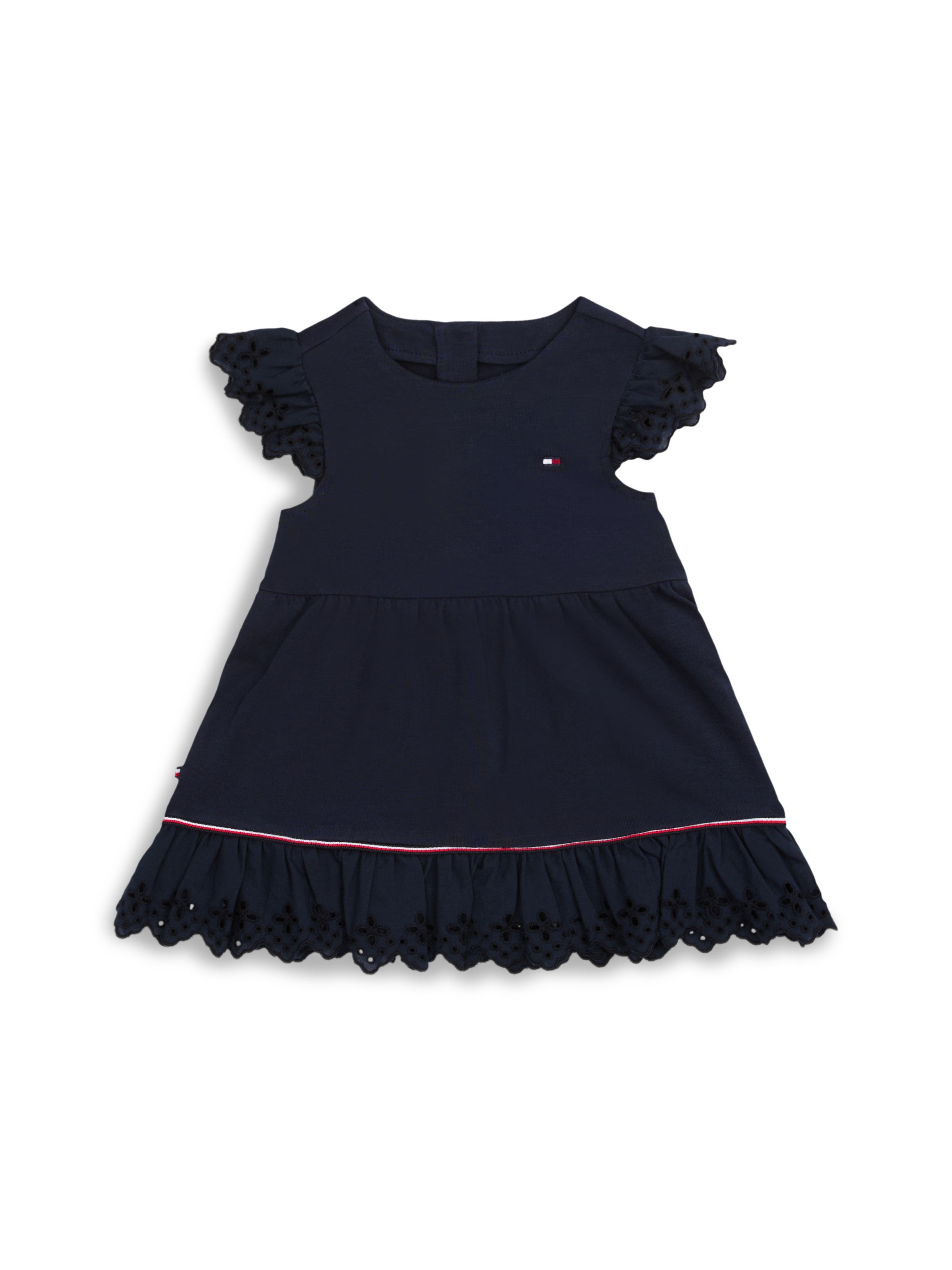 Thumbnail - Tommy Hilfiger Sommerkleid "BRODERIE ANGLAISE DRESS SS" Ohne Taschen mit Logo-Kontrastband, mit Logostickerei