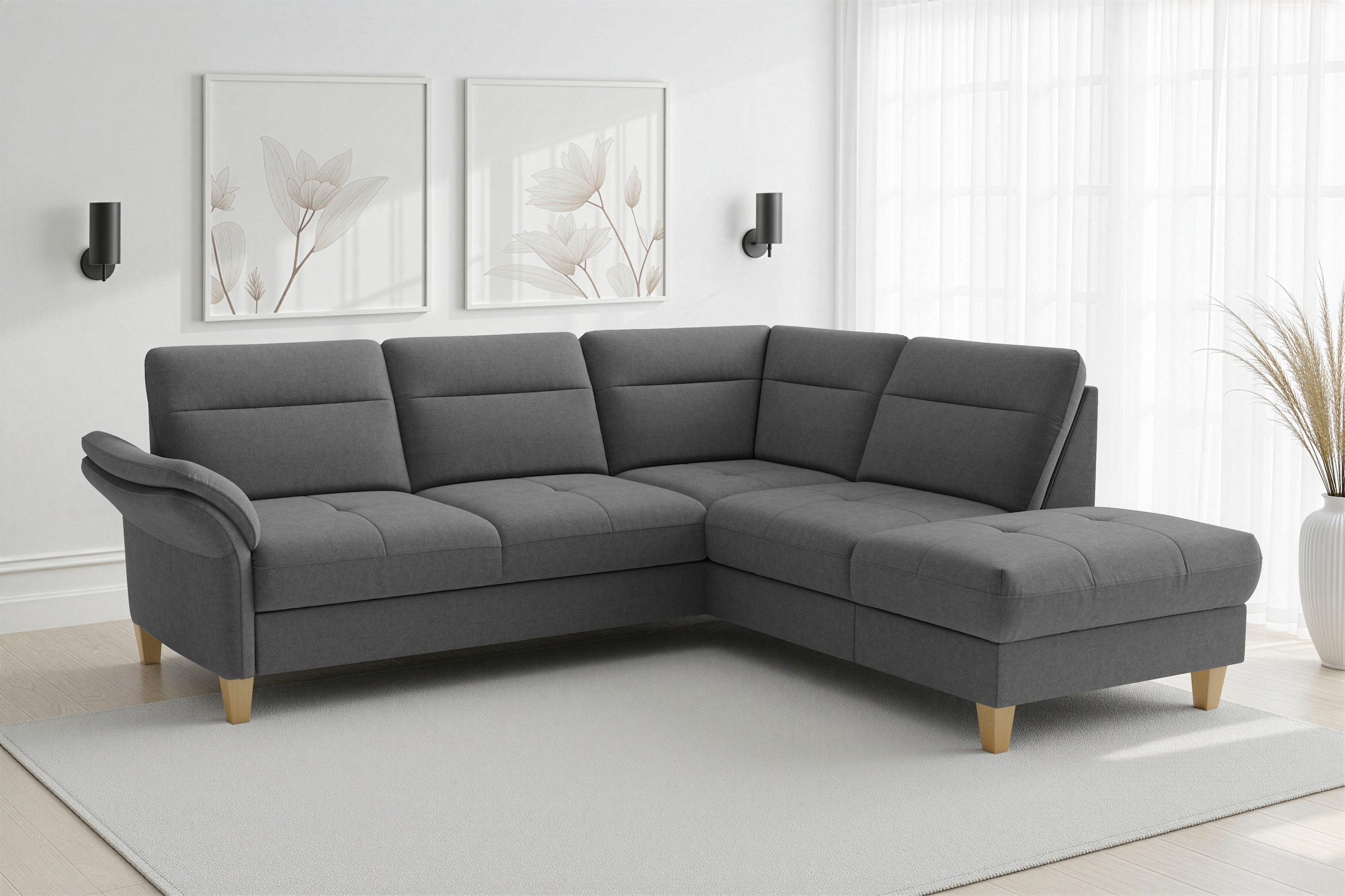 sit&more "Pamela L-Form, B: 218 cm, optional Schlaffunktion & Bettkasten" mit Federkern