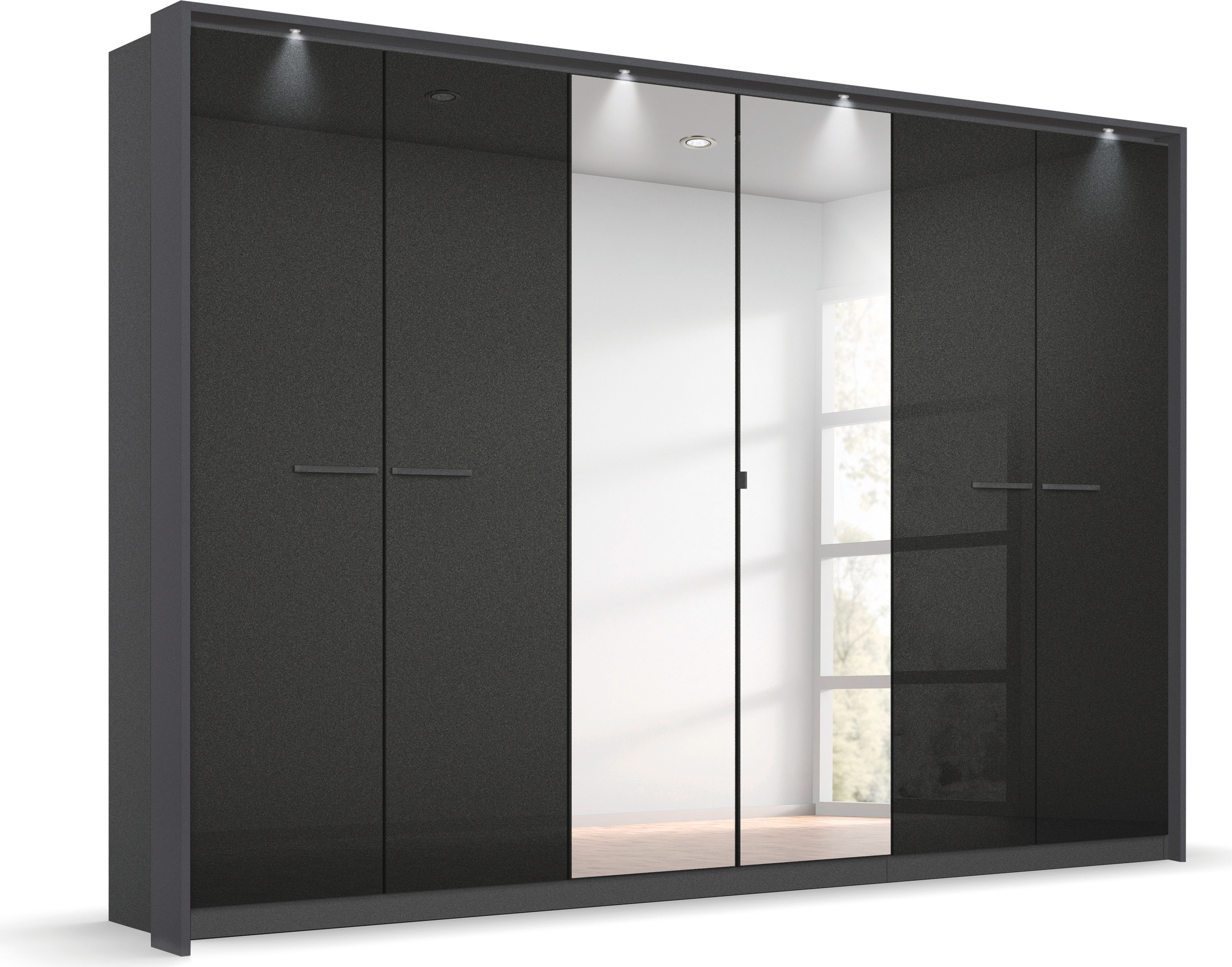 OTTO home Kleiderschrank "Mehrzweckschrank Aktenschrank Möbel Mietswohnung Schlafzimmer OTELI" erhältlich in Breiten 230/275 cm inkl. Innenschubladen und extra Böden, inkl. Passepartout optional mit Beleuchtung MADE IN GERMANY