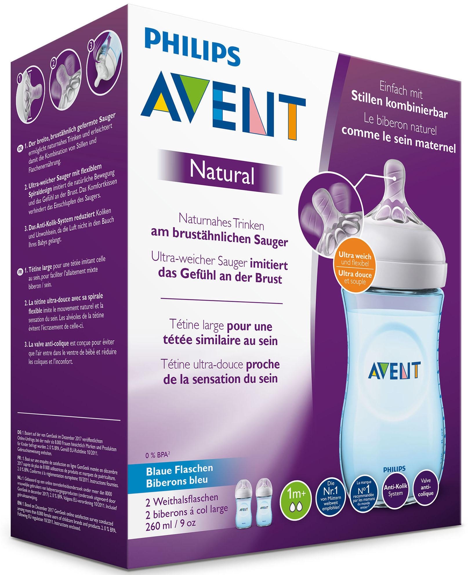 Philips AVENT Babyflasche »Natural Flasche SCF035/27«, (5 tlg., 2er-Pack), Anti-Kolik-System