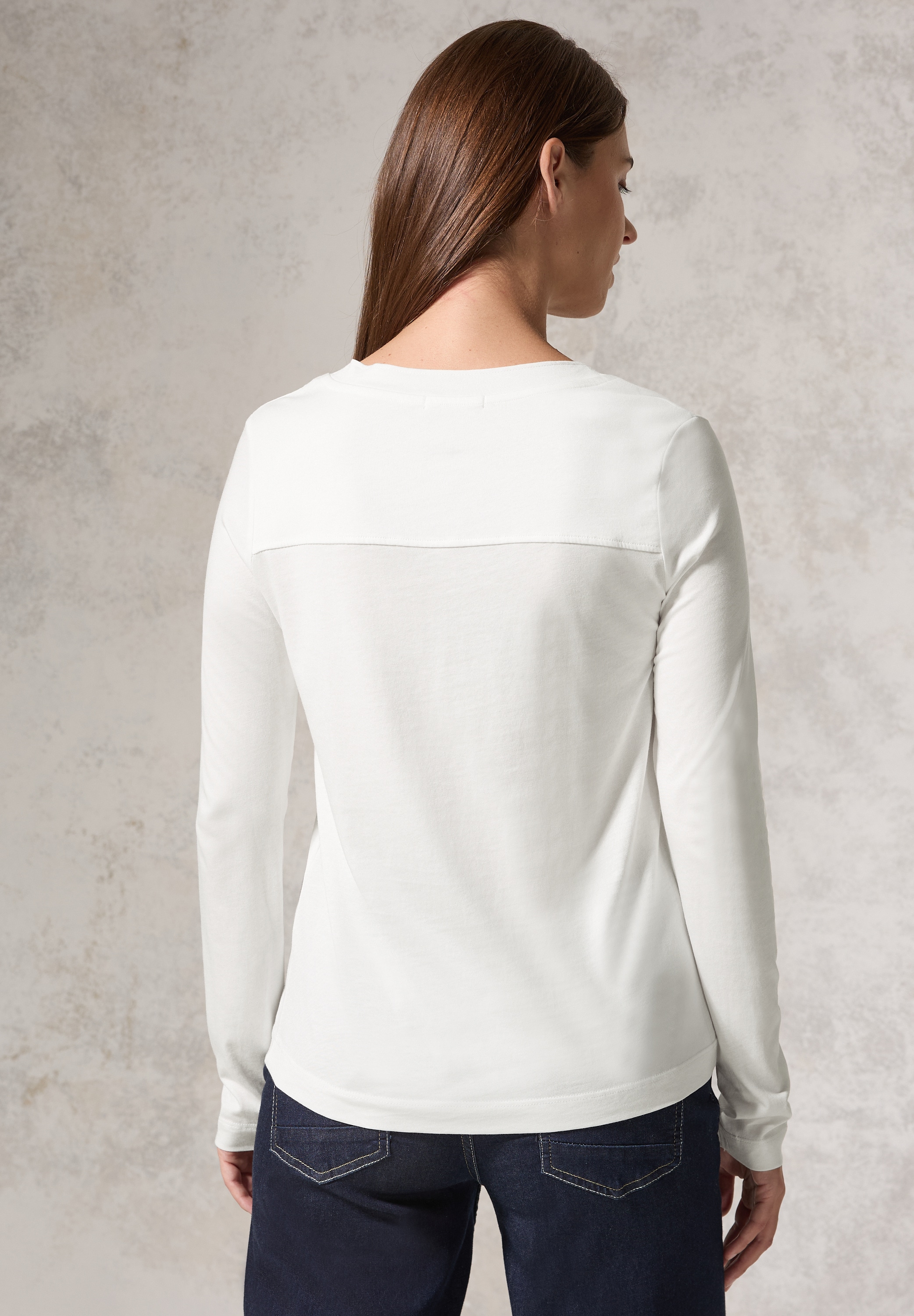 Cecil Langarmshirt, im angenehmen Materialmix