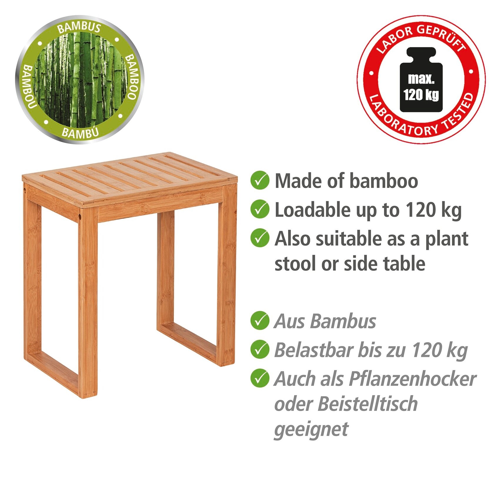 WENKO Hocker »Bambusa« BxTxH: 40x46x30 cm