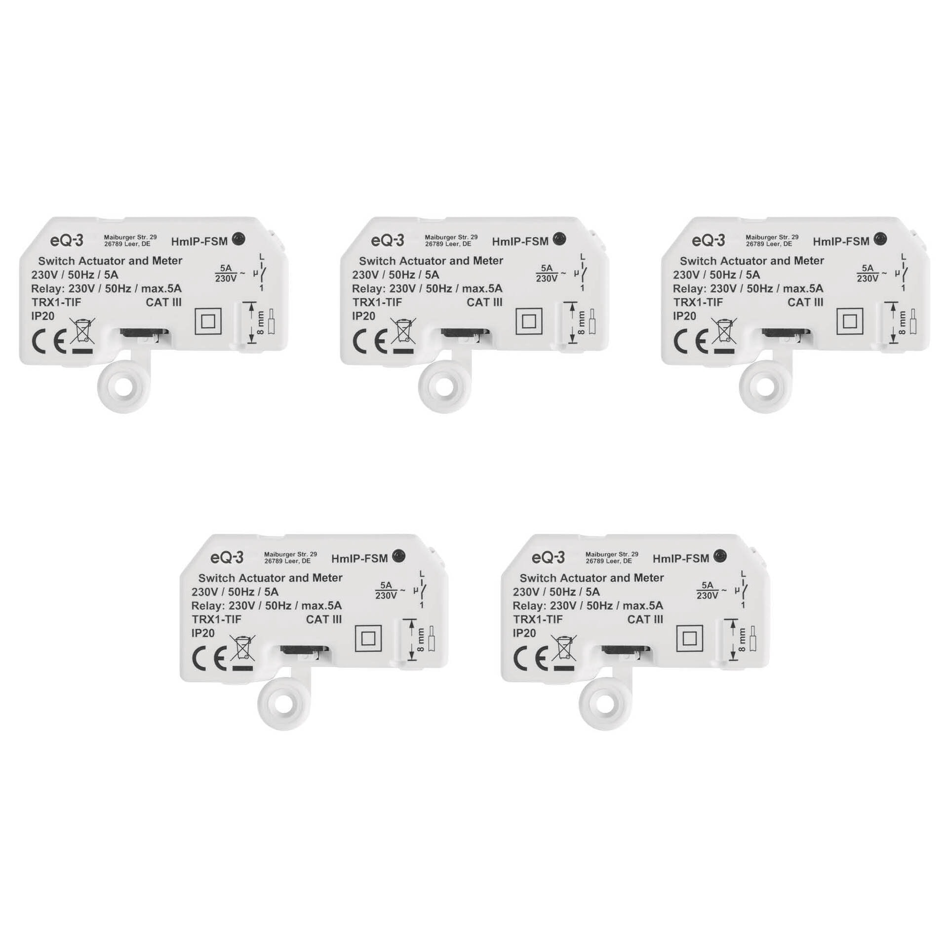 HOMEMATIC IP Smart-Home-Zubehör "Bundle 5x Schalt-Mess-Aktor Unterputz", B:19,5cm H:10,5cm T:29,5cmweiß, Smart-Home-Stationen
