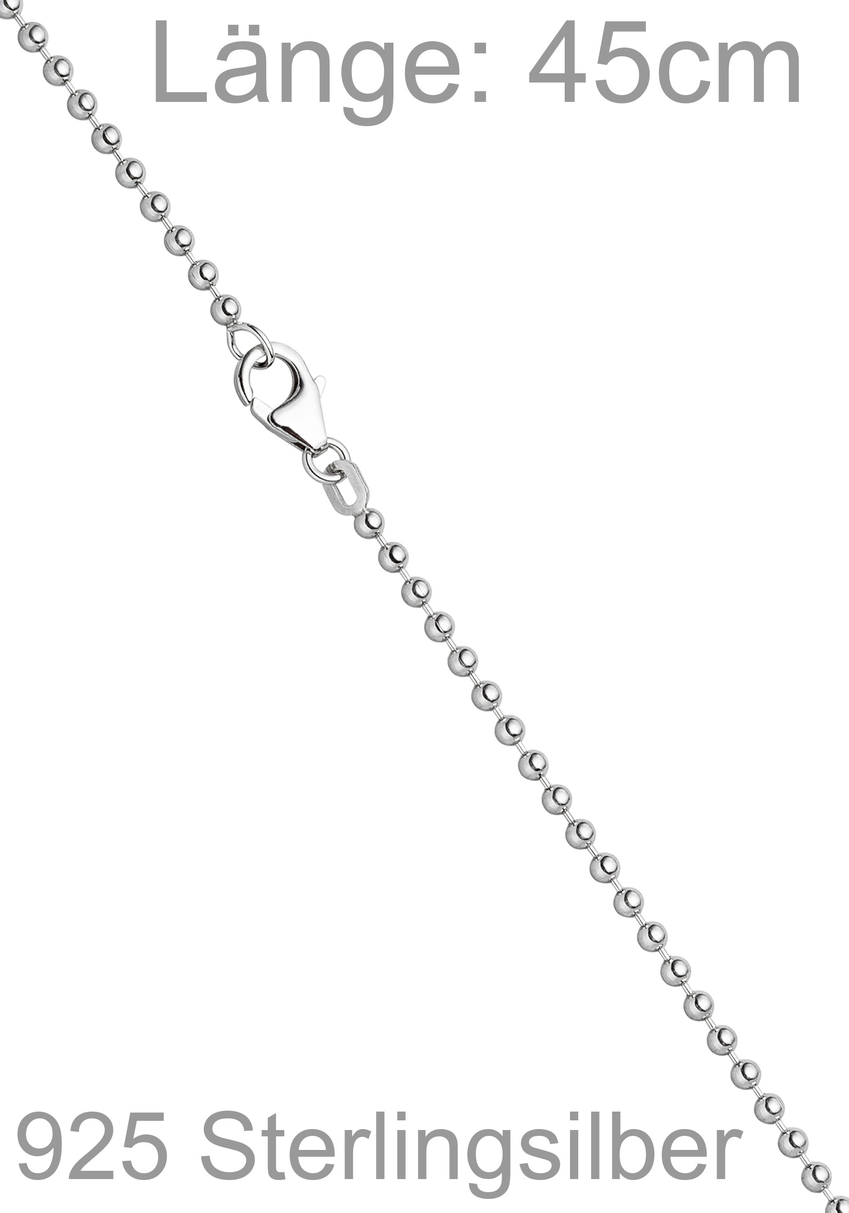 JOBO Silberkette Kugelkette 925 Silber 45 cm 1,4 mm