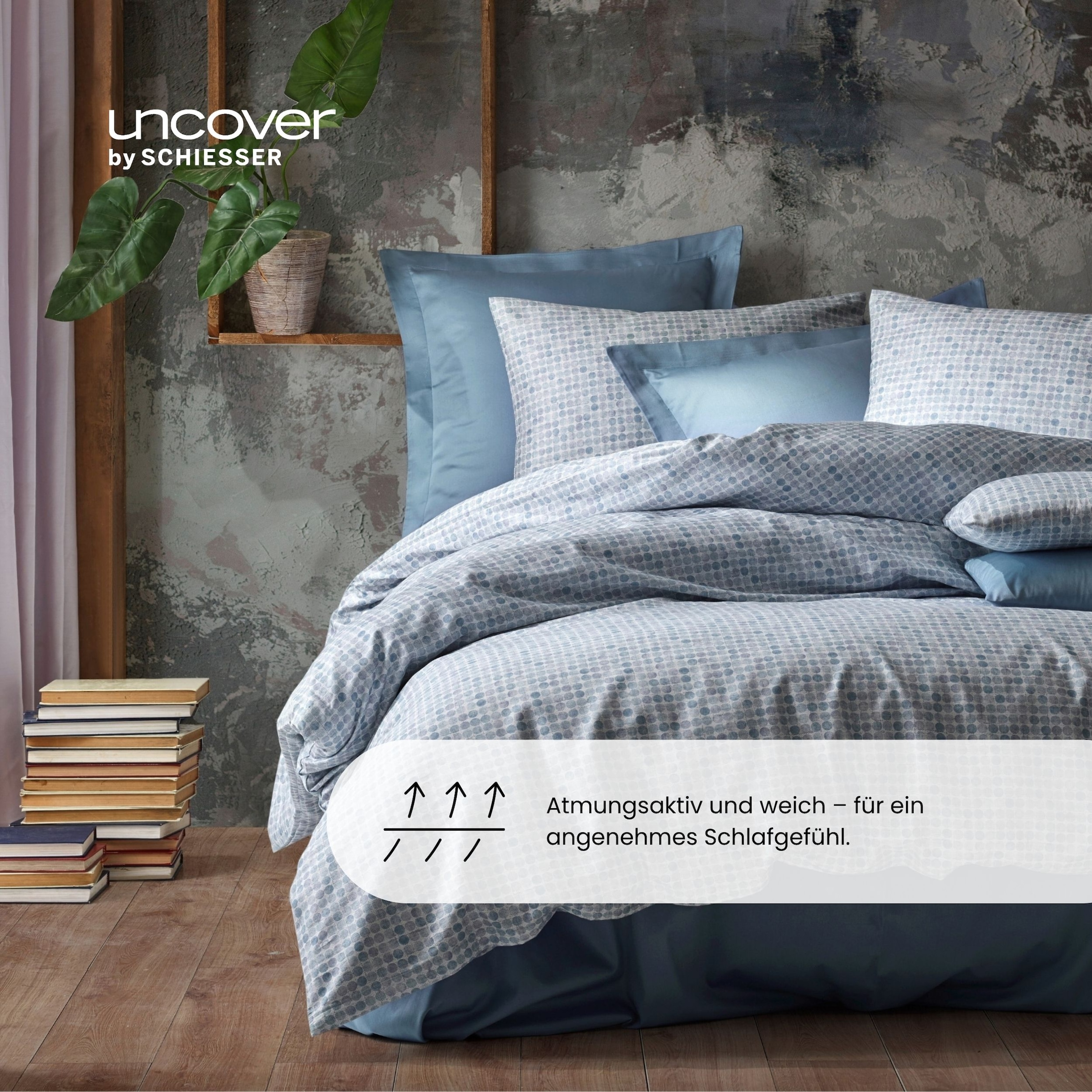 uncover by SCHIESSER Bettwäsche »Punto aus edlem Baumwollsatin, 135x200 cm + 80x80 cm« 2 Stk. OEKO-TEX® MADE IN GREEN