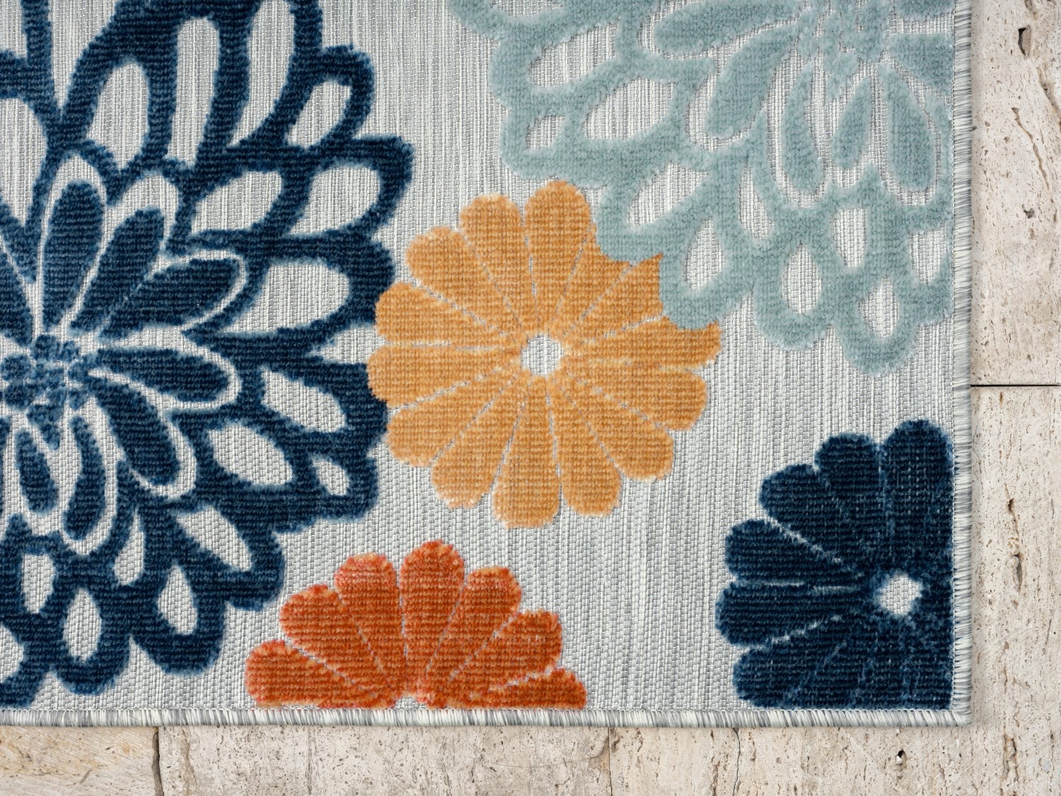 Teppich "Bloom, LAGERRÄUMUNG", bunt (grau,multi), B:160cm H:8mm L:230cm, Polypropylen, MYFLAIR MÖBEL & ACCESSOIRES, Teppiche, Teppich, Blumen Motiv, Hoch-Tief Effekt, Outdoor geeignet, Balkon, Terrasse 3