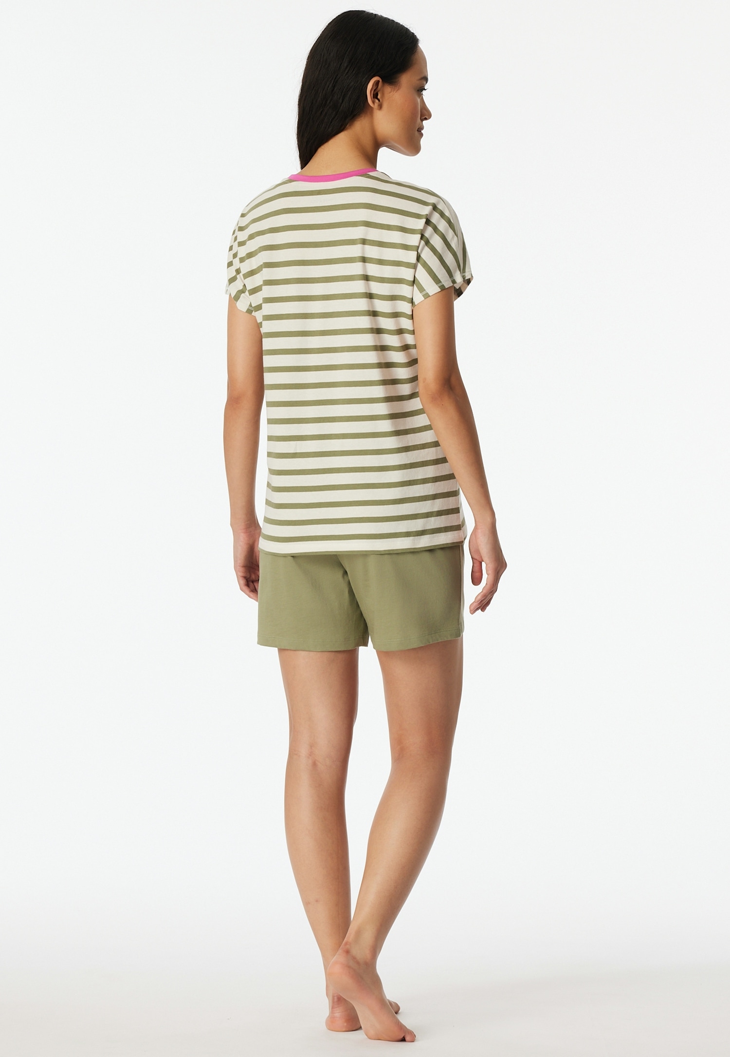 Schiesser Shorty »Casual Essentials« 2 mit unifarbenem Shirt und gestreifter Hose
