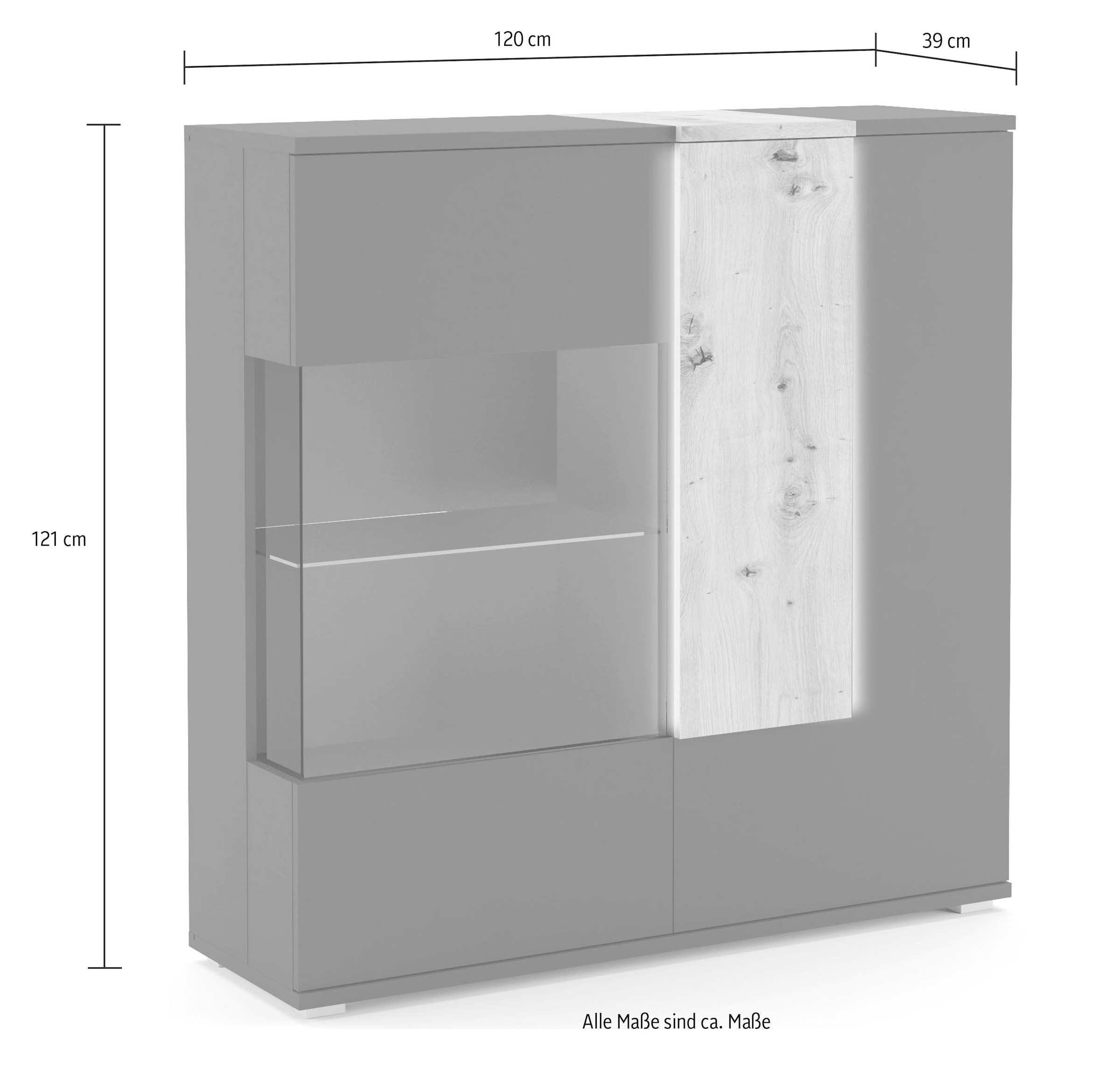 COTTA Highboard »Montana«, Breite 120 cm, inkl. LED-Beleuchtung und Push-To-Open