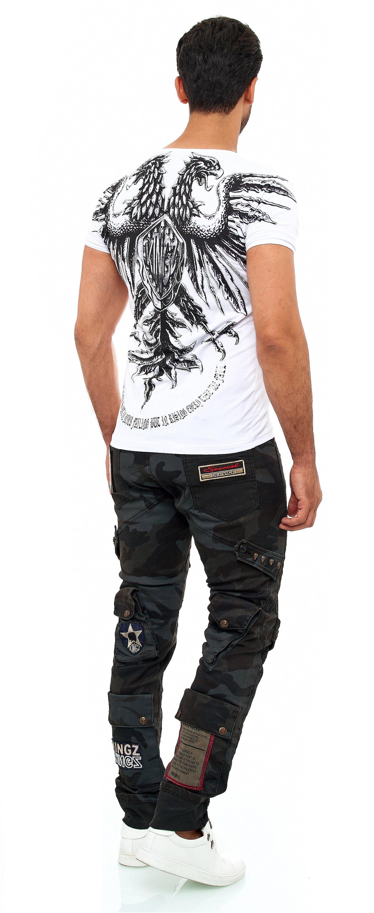 KINGZ Bequeme Jeans, im stylischen Military-Look