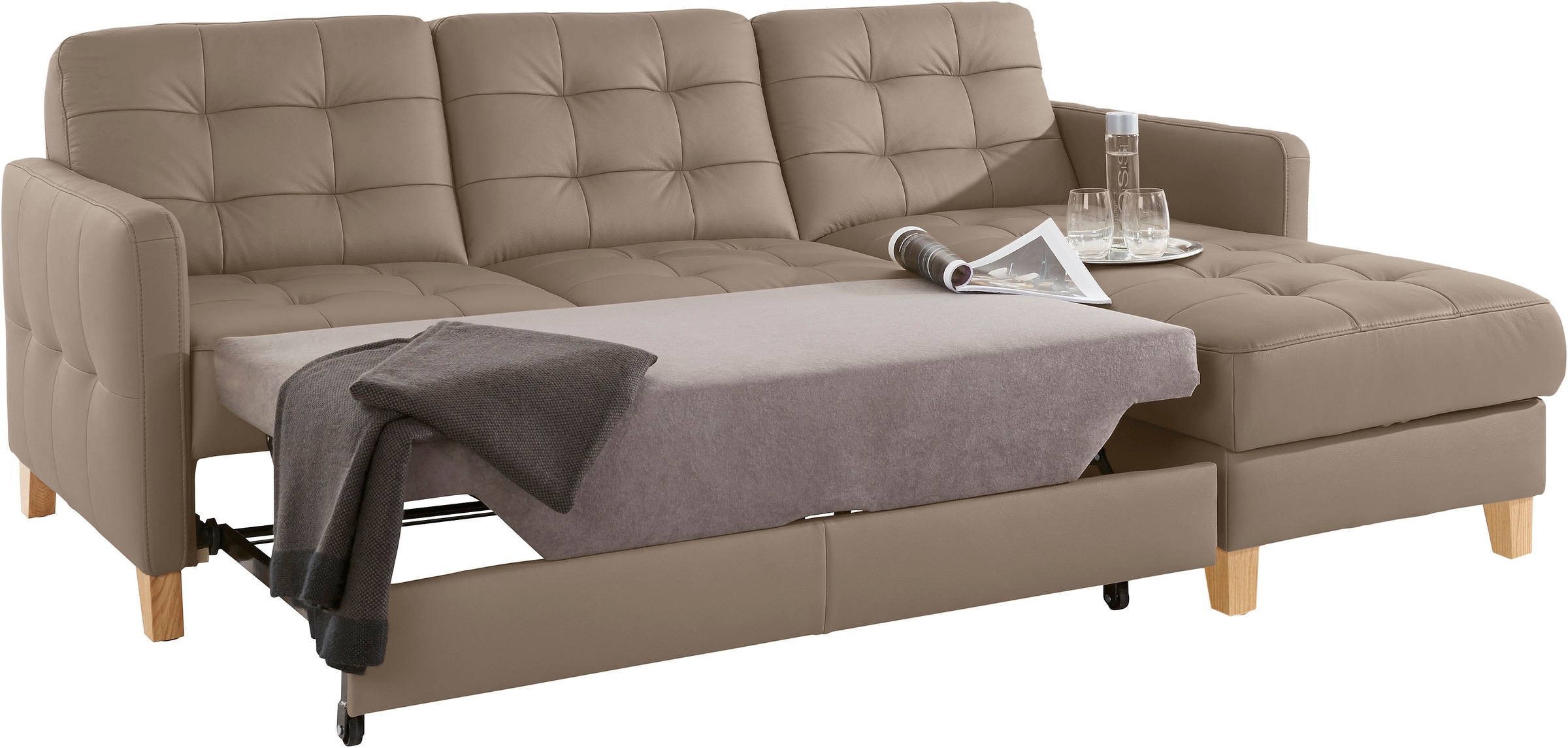exxpo - sofa fashion Ecksofa »Elio, kompakt und komfortabel, bequem und zeitloses Design, L-Form«, wahlweise mit Bettfunktion