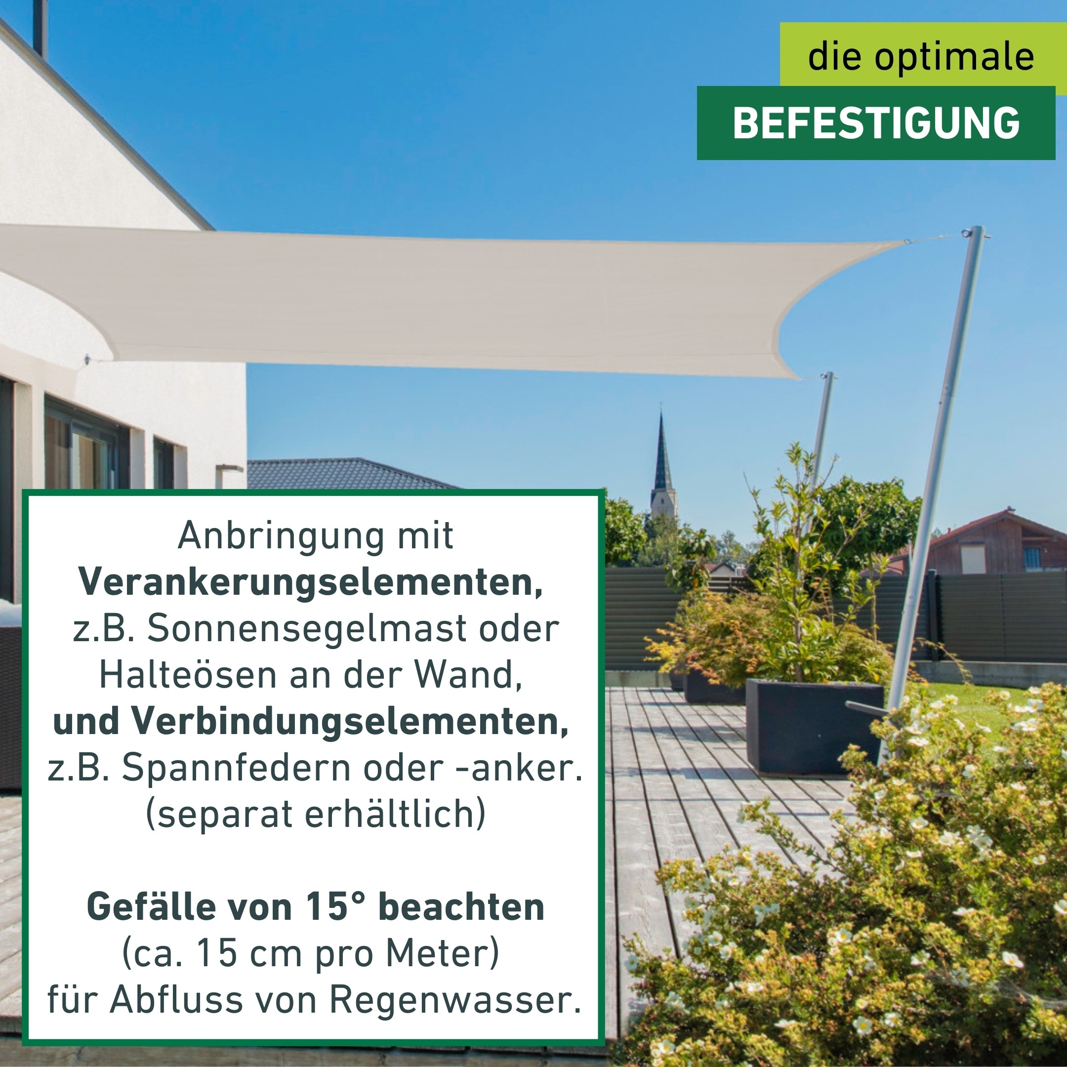 Windhager Sonnensegel »Cannes, Rechteckiges Segel zur Beschattung von Terrasse, Balkon« Sonnenschutz für Garten, 2 x 3 m, erhältlich in anthrazit oder grau