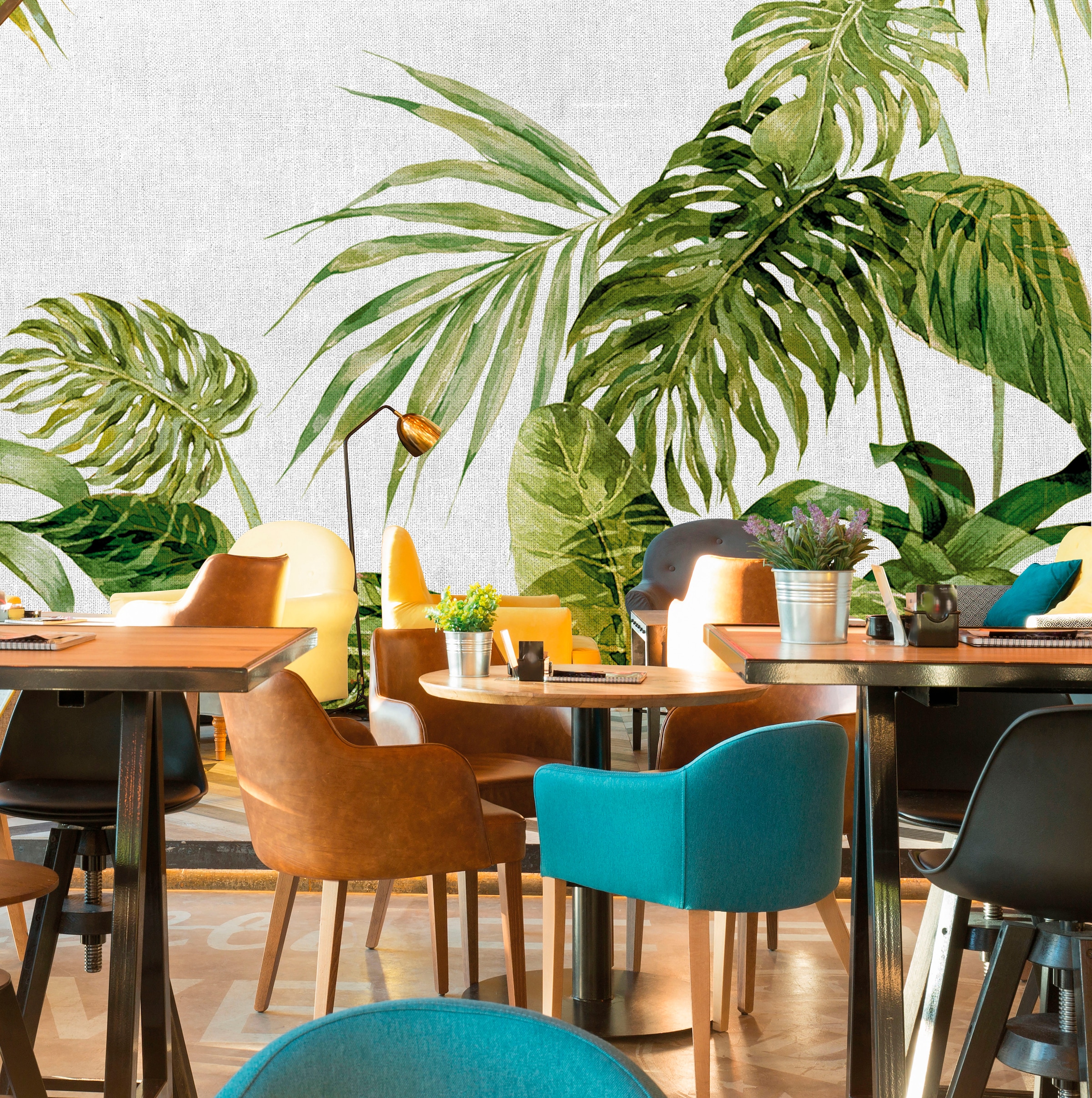 Architects Paper Fototapete »Atelier 47 Tropical Leaves Artwork 1«, botanisch, Vlies, Wand, Schräge, Decke