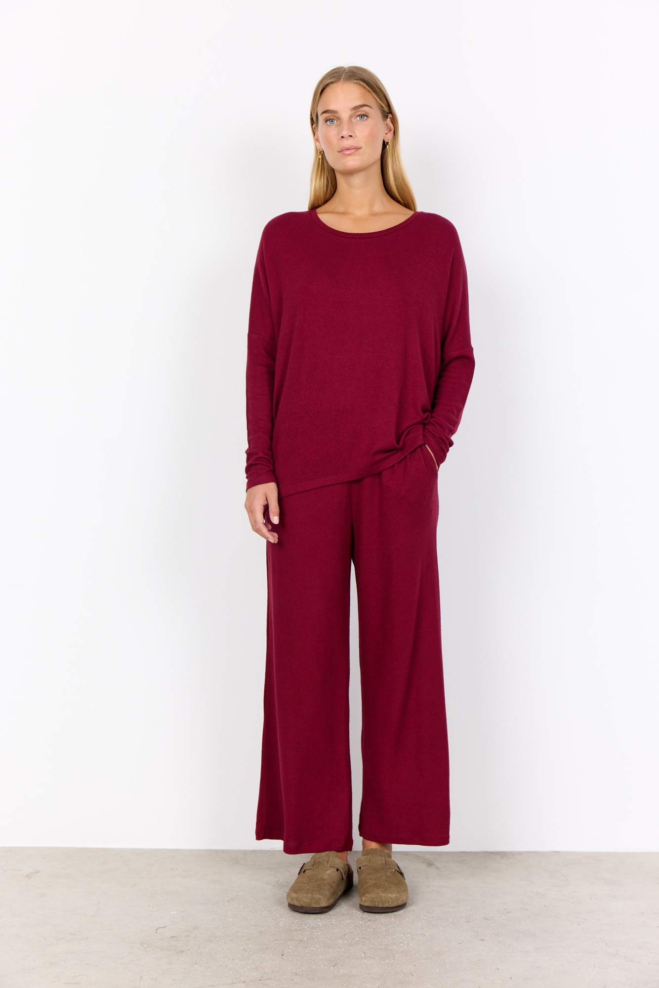 soyaconcept Rundhalsshirt »SC-BIARA 1«, bequemer Pullover, elastische Viskose-Qualität in melierter Optik