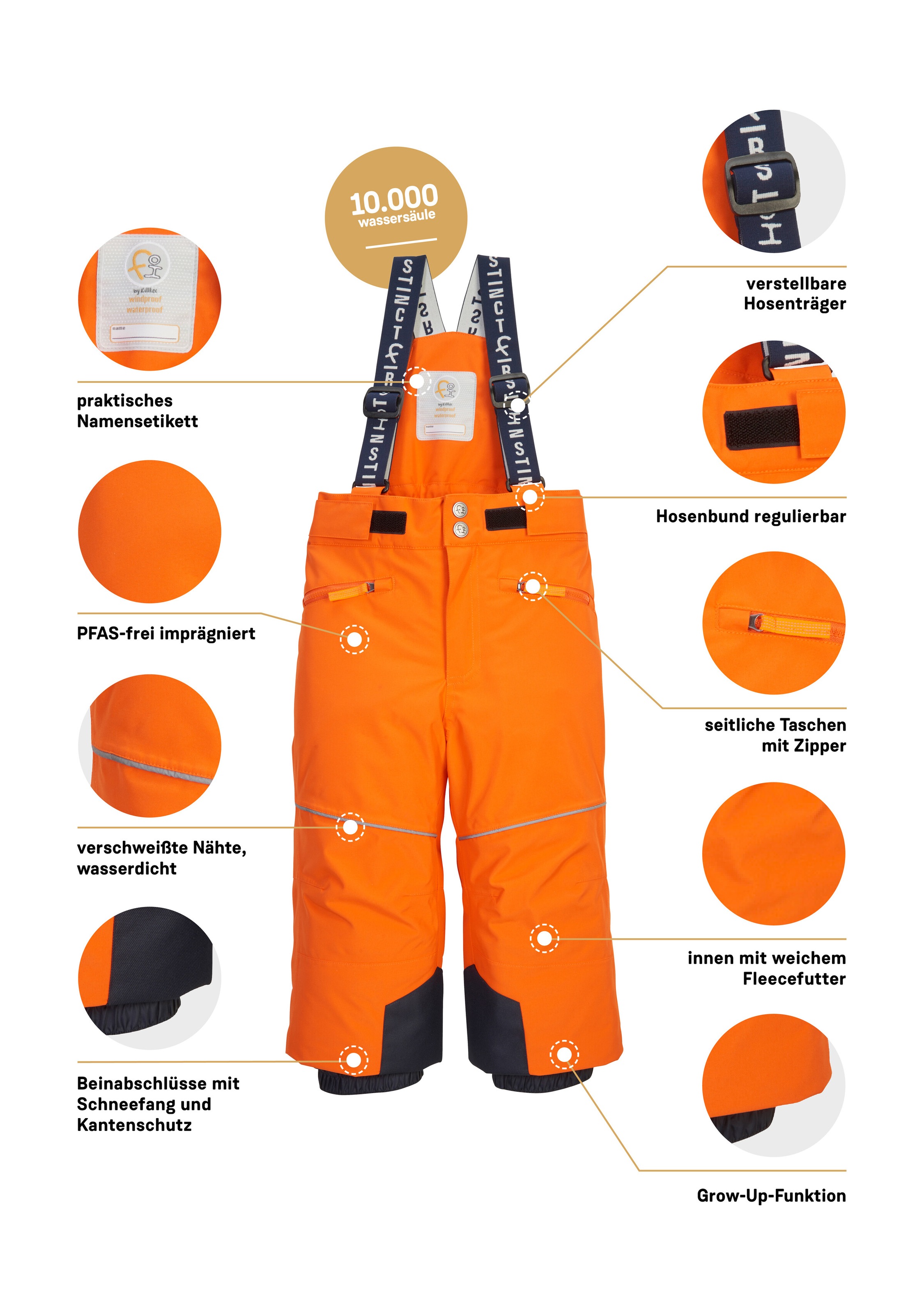 first instinct by killtec Skihose »FISW 48 MNS SKI PNTS«, Wasser- und winddichte Schneehose mit Grow-Up-Funktion und PFAs-frei