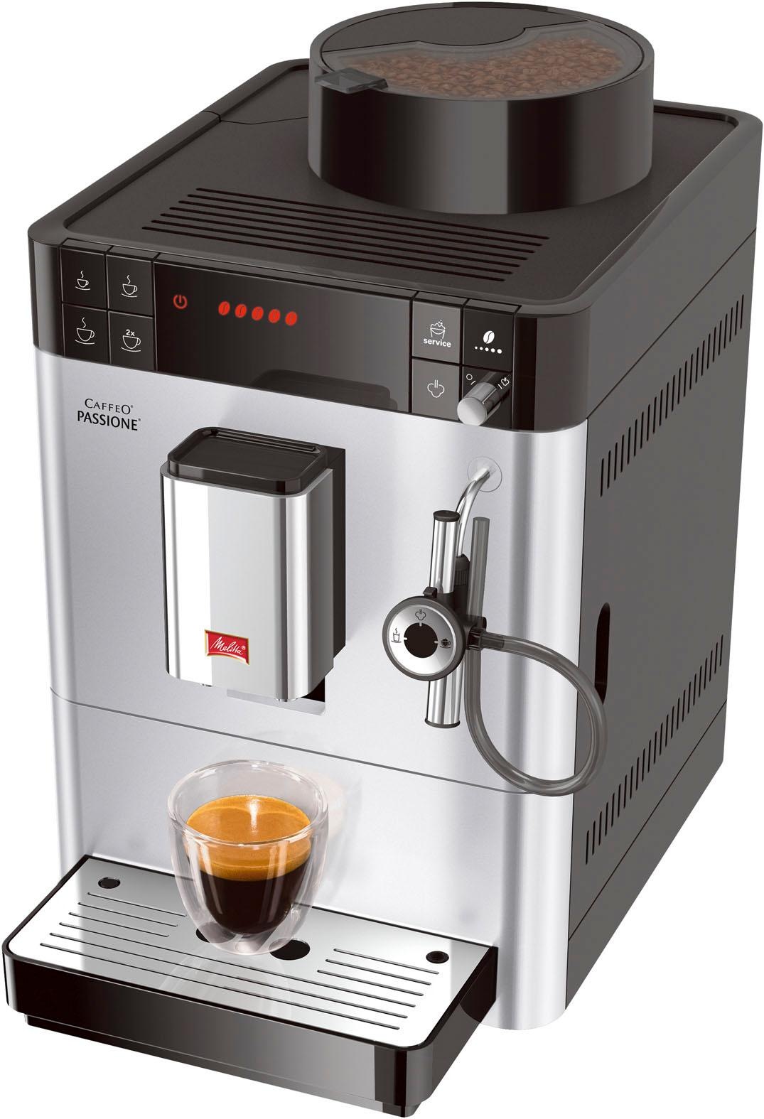 Melitta Kaffeevollautomat "Passione One Touch F53/1-101, silber", Tassengenau frisch gemahlen, Service-Taste für Entkalk