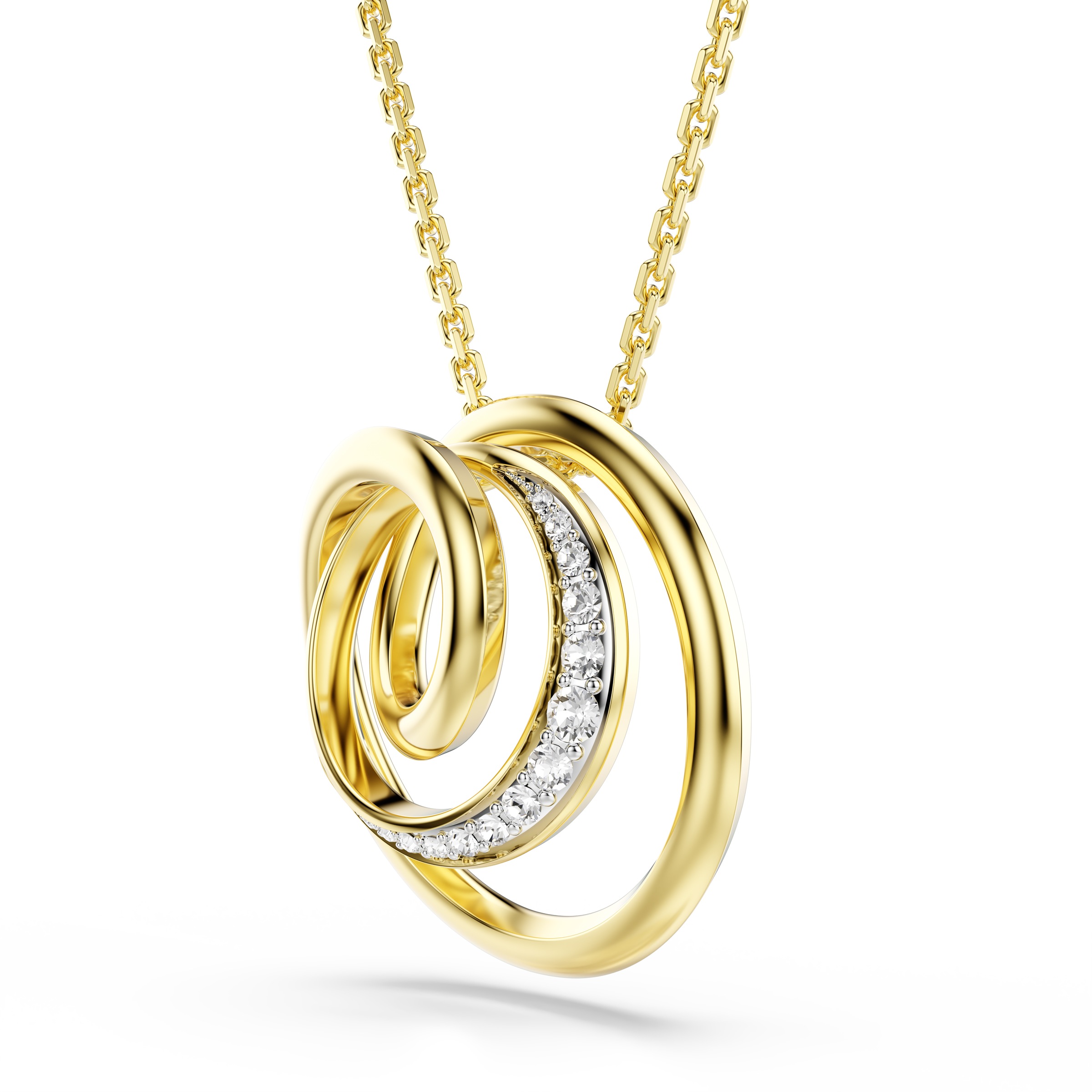 Kette mit Anhänger SWAROVSKI "Schmuck Geschenk Hyperbola Halskette", gelbgoldfarben, metallfarben, kristallweiß, Halsketten, Damen, Metall, mit Swarovski Kristall, Zirkonia (synth.) 4
