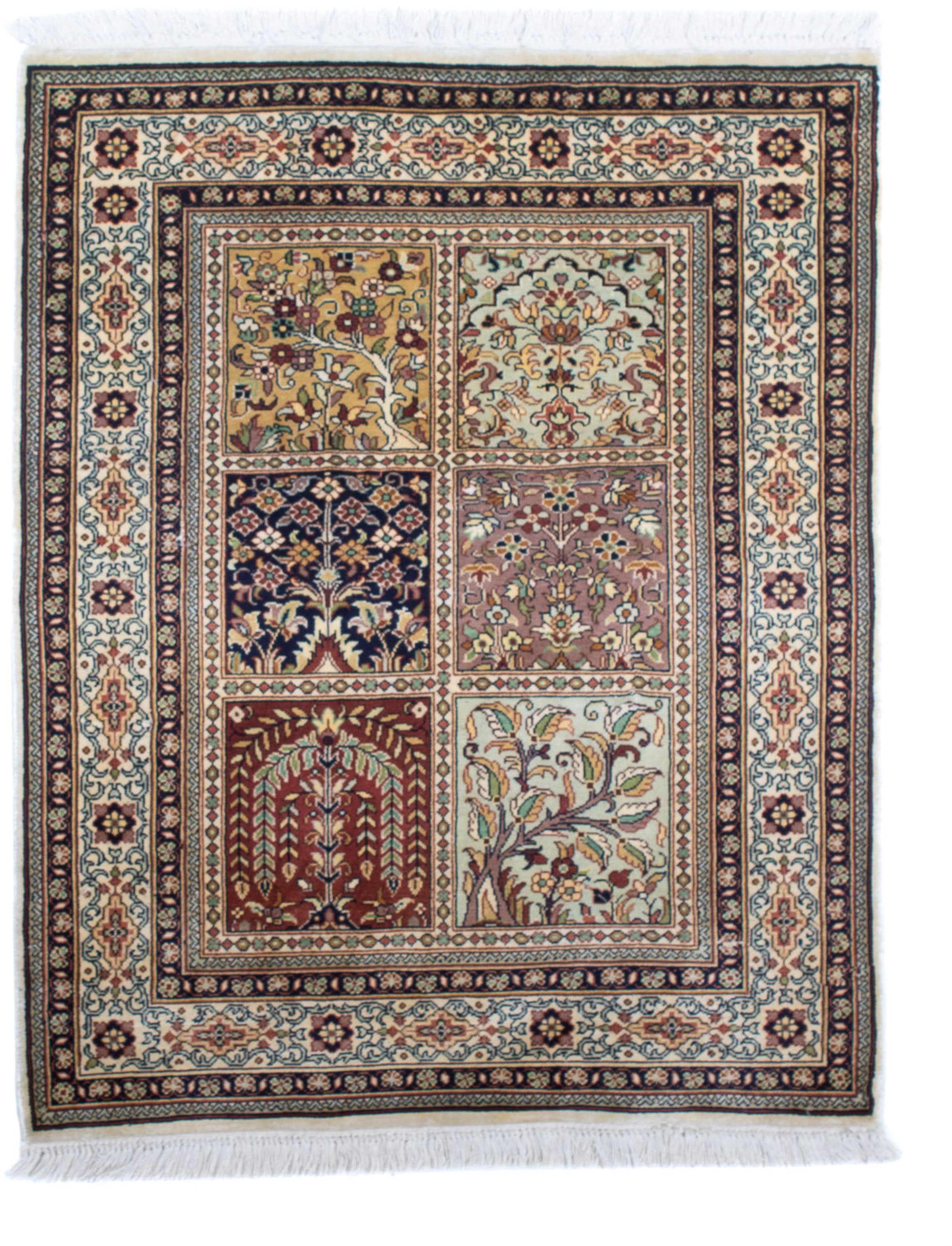 morgenland Seidenteppich »Seidenteppich - Kaschmir Seide - 100 x 74 cm - mehrfarbig«, rechteckig, Wohnzimmer, Handgeknüpft, Einzelstück mit Zertifikat