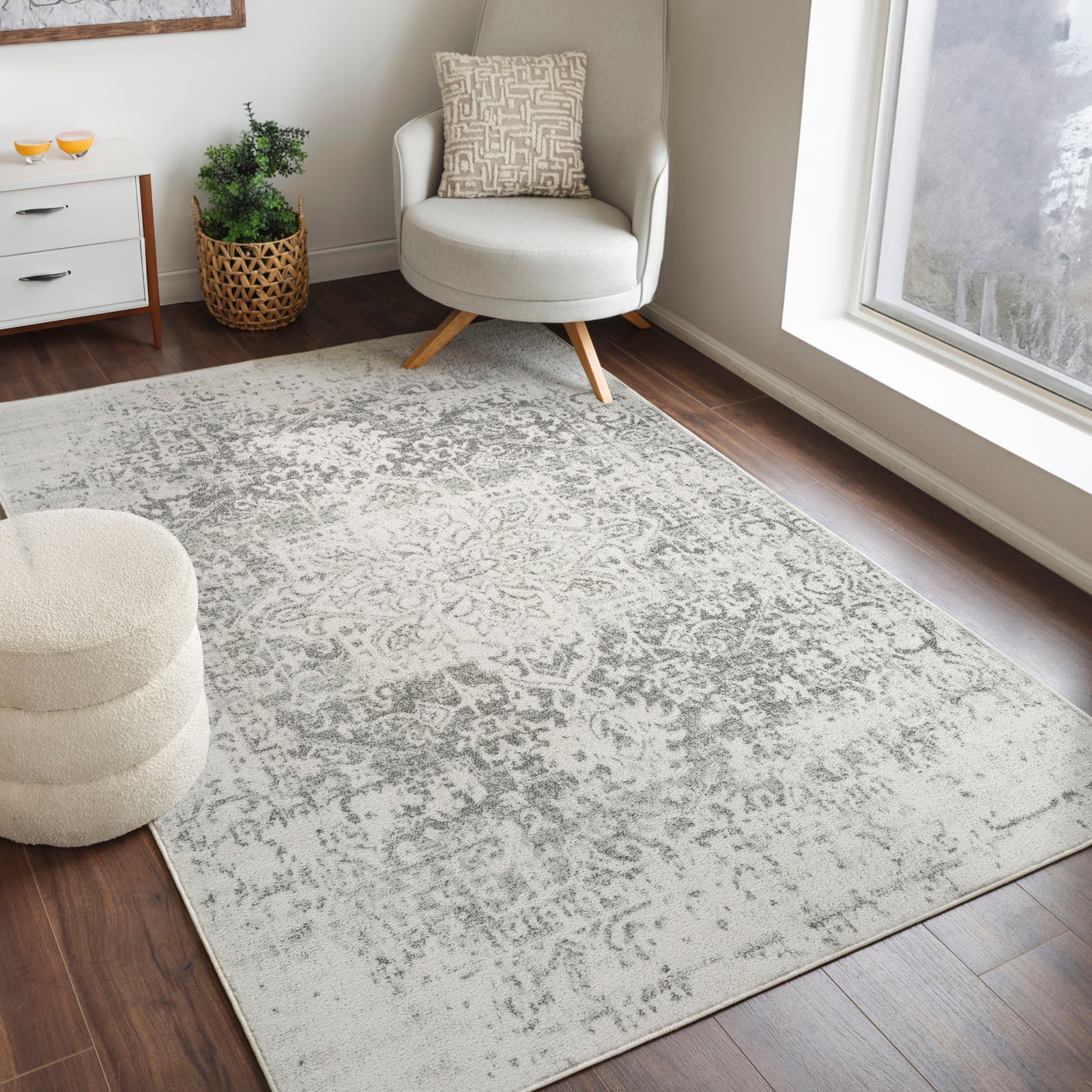 Surya Teppich »SYRACUSA«, rechteckig, Boho Kurzflor Orientteppich, Wohnzimmer, Schlafzimmer, Grau