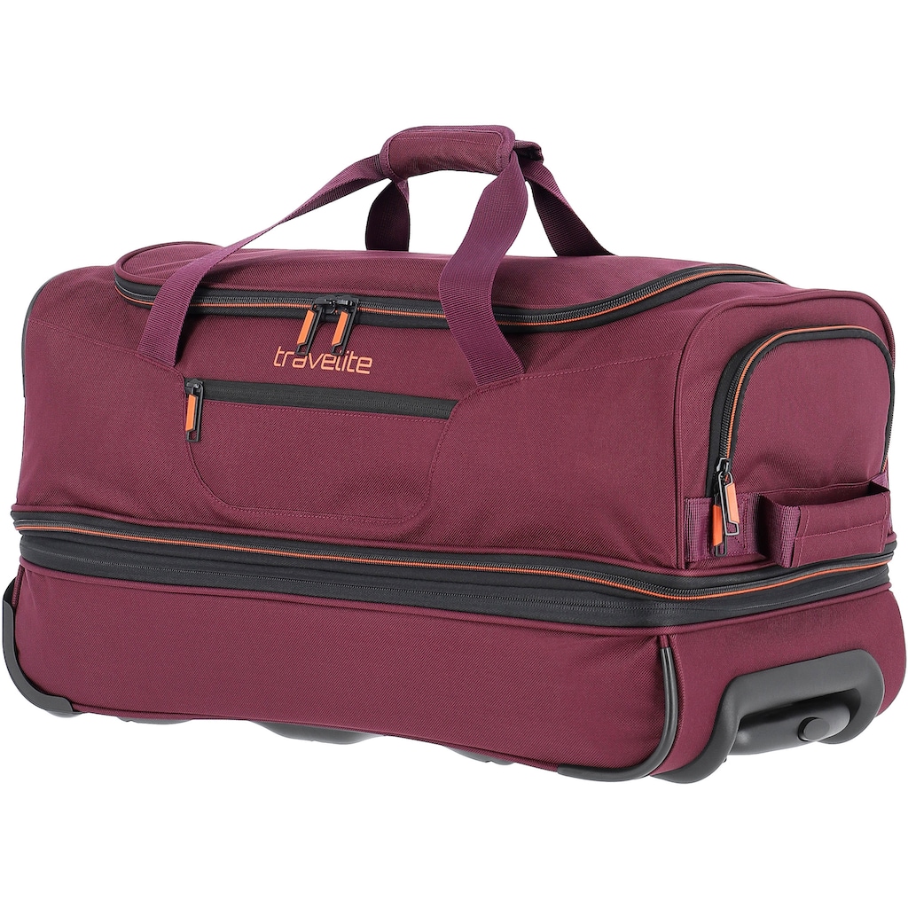 travelite Reisetasche »Basics, 55 cm«, Duffle Bag Sporttasche mit Trolleyfunktion und Volumenerweiterung