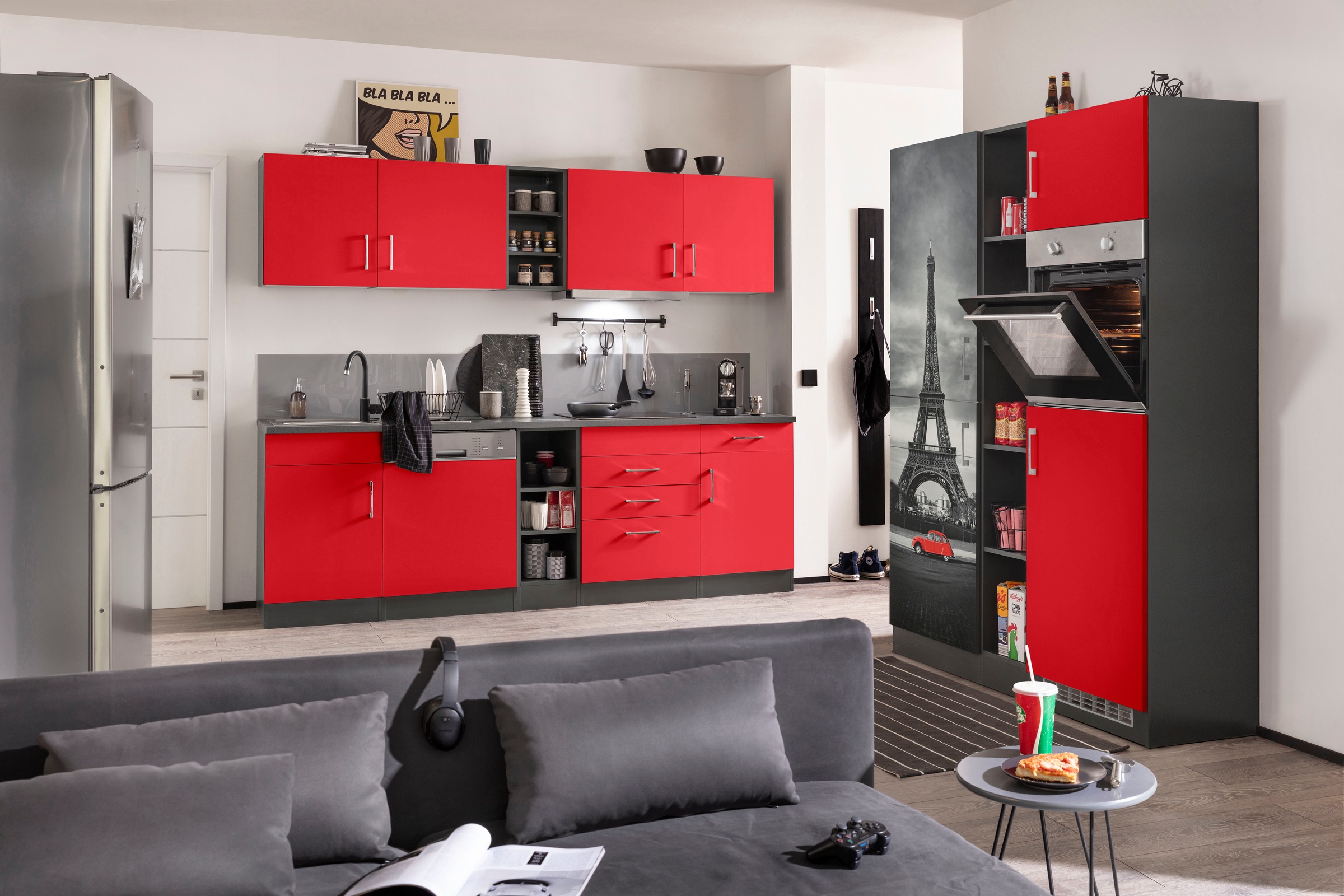 KOCHSTATION Küchenzeile »KS-Paris«, mit E-Geräten, Breite 400 cm