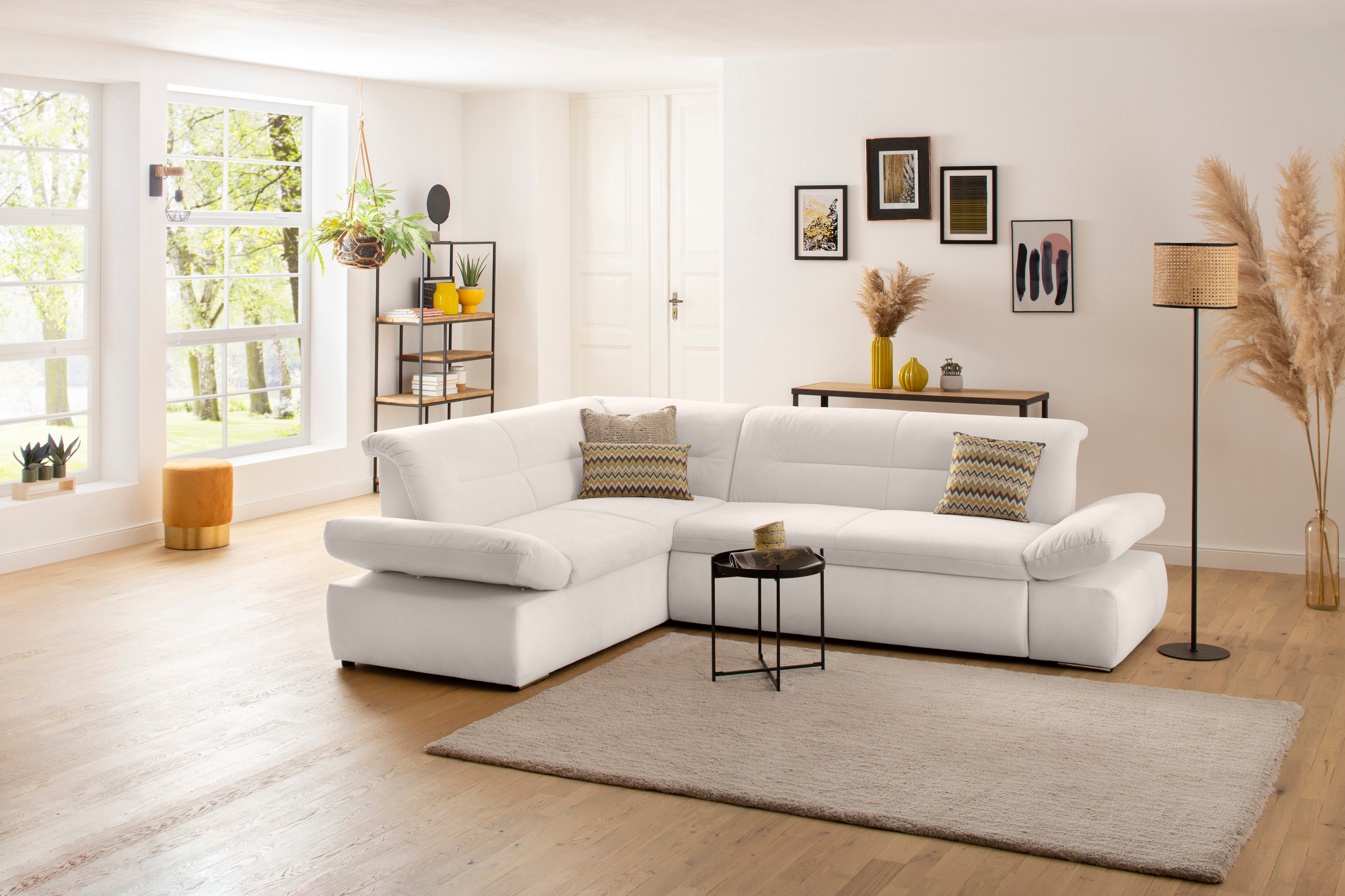 Home affaire Ecksofa "Avesa L-Form" Wahlweise mit Arm- und Bettfunktion, B/T/H: 275/211/80 cm