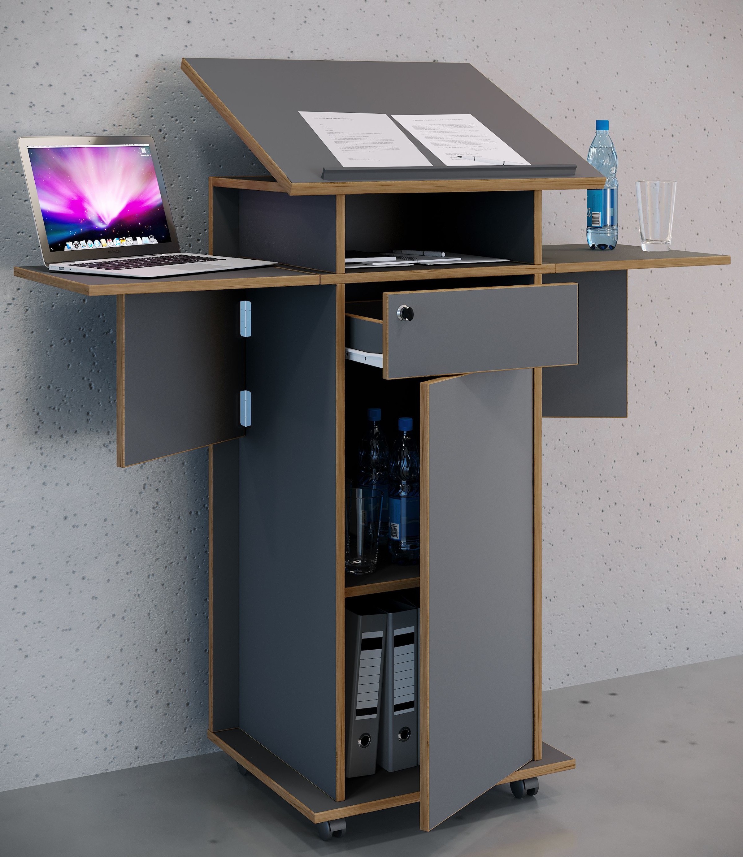 VCM Stehpult »Holz Stehpult Rednerpult Stehtisch Rollen Salia T« 1 Stk. tlg.