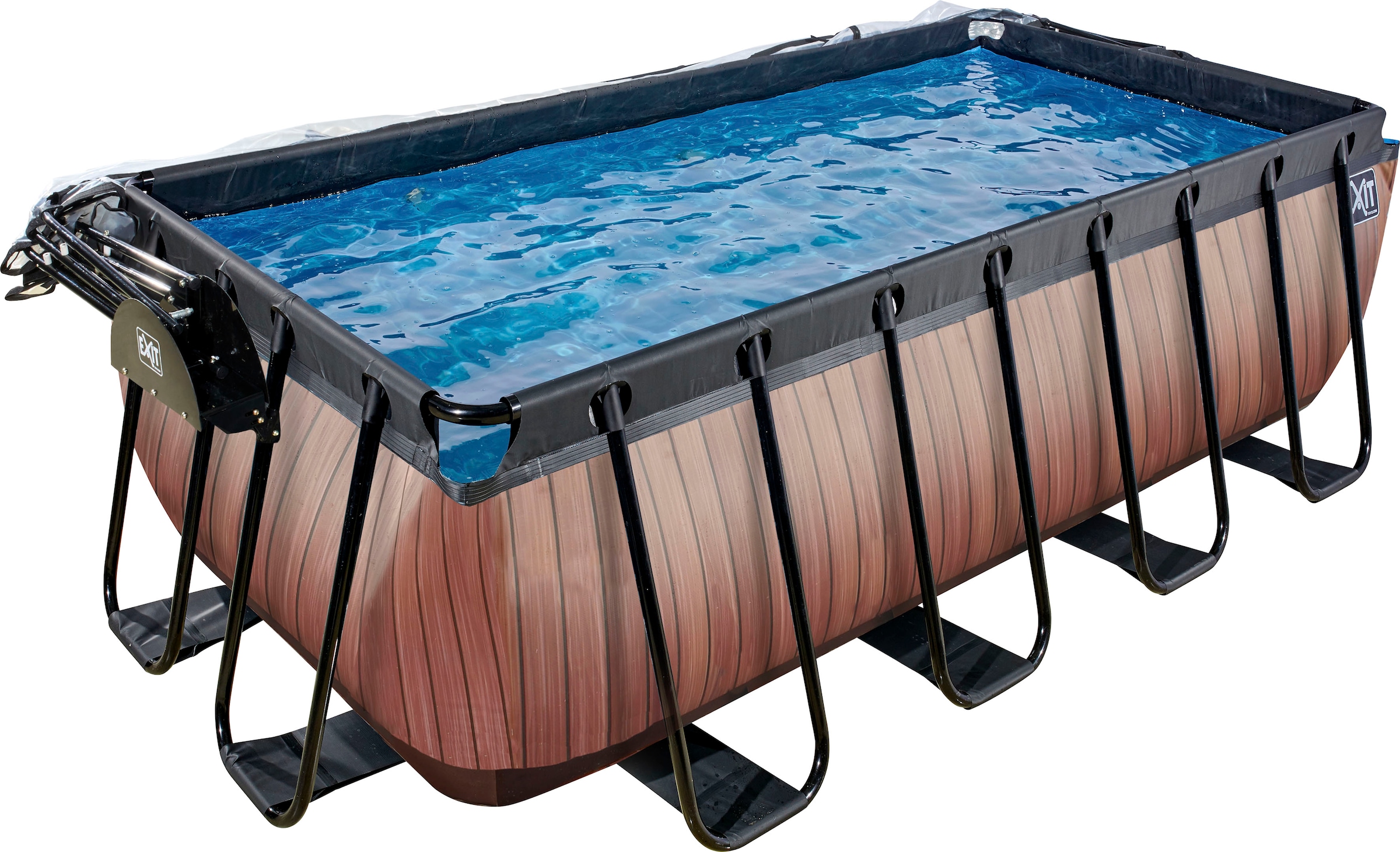 EXIT Framepool »inkl. multifunktionaler Poolabdeckung & Wärmepumpe«, (Set, 5 tlg.), BxLxH: 200x400x122 cm, mit Sandfilteranlage und Sicherheitsleiter