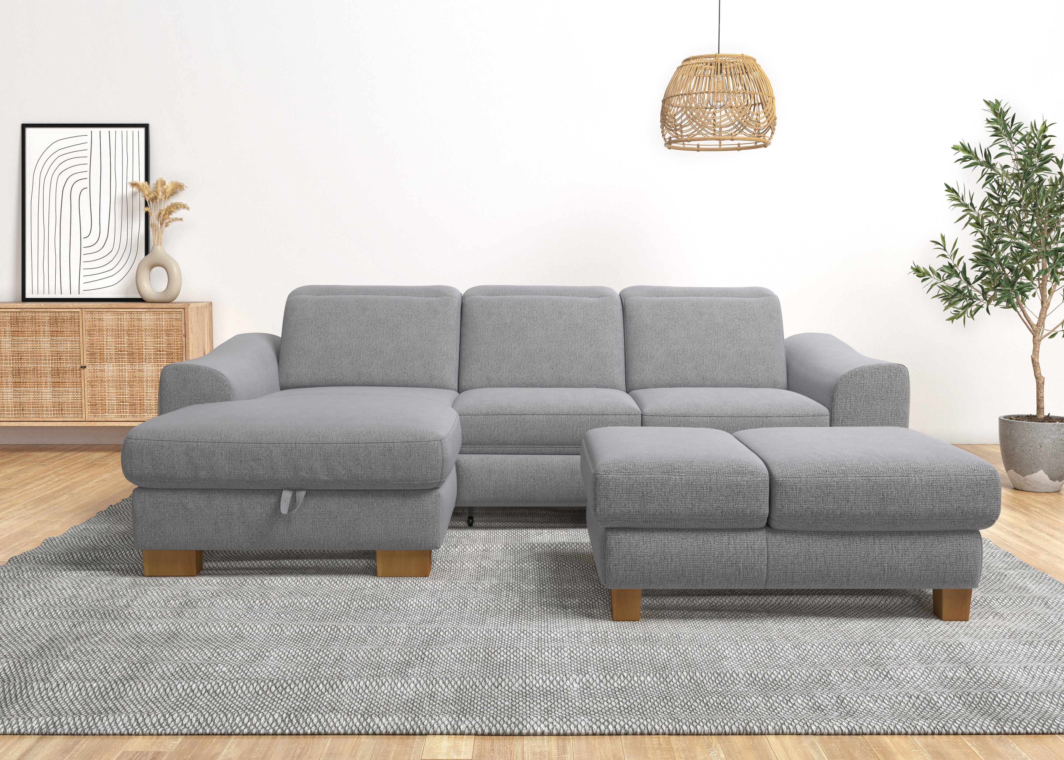 Home affaire Ecksofa "Dundee L-Form" wahlweise mit Kopfteilverstellung und zusätzlich mit Schlaffunktion