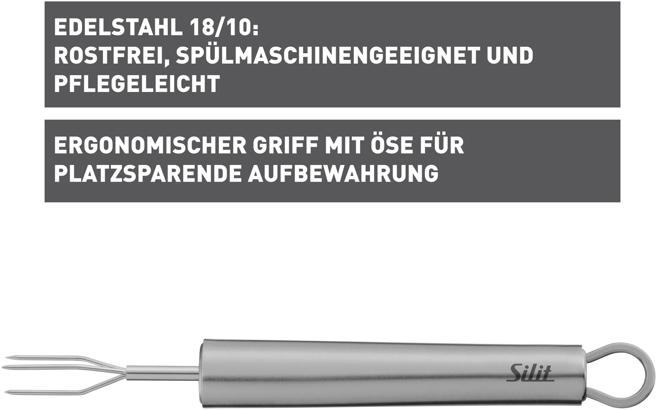 Silit Pellkartoffelgabel »Classic Line«, hochwertiger Edelstahl, ergonomisch, Aufhängeöse, spülmaschinenfest