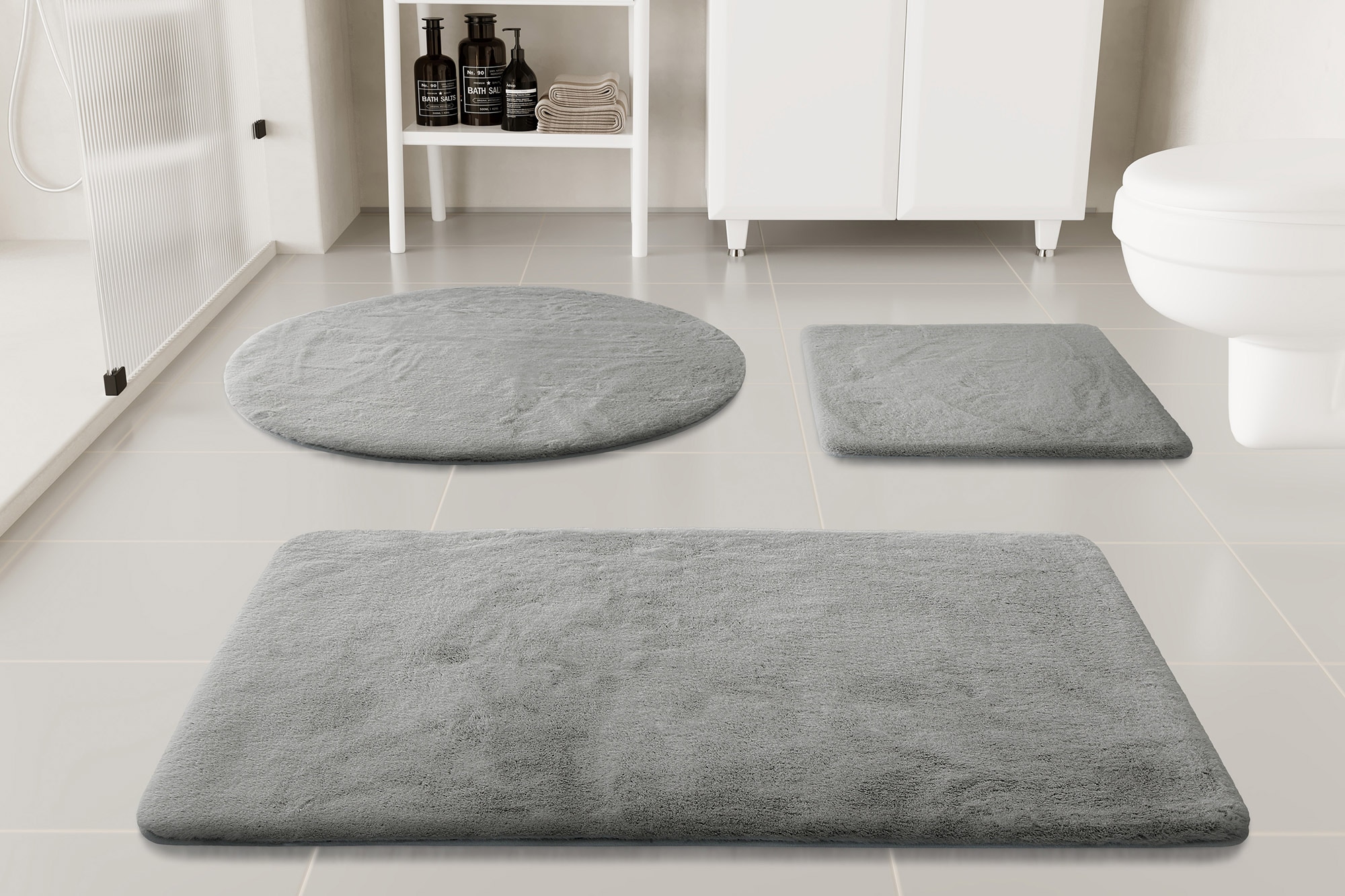 my home Badematte »Lennja«, rutschhemmend beschichtet, fußbodenheizungsgeeignet, Badteppich, getuftet, Uni, antirutsch, flauschig wie Kaninchenfell
