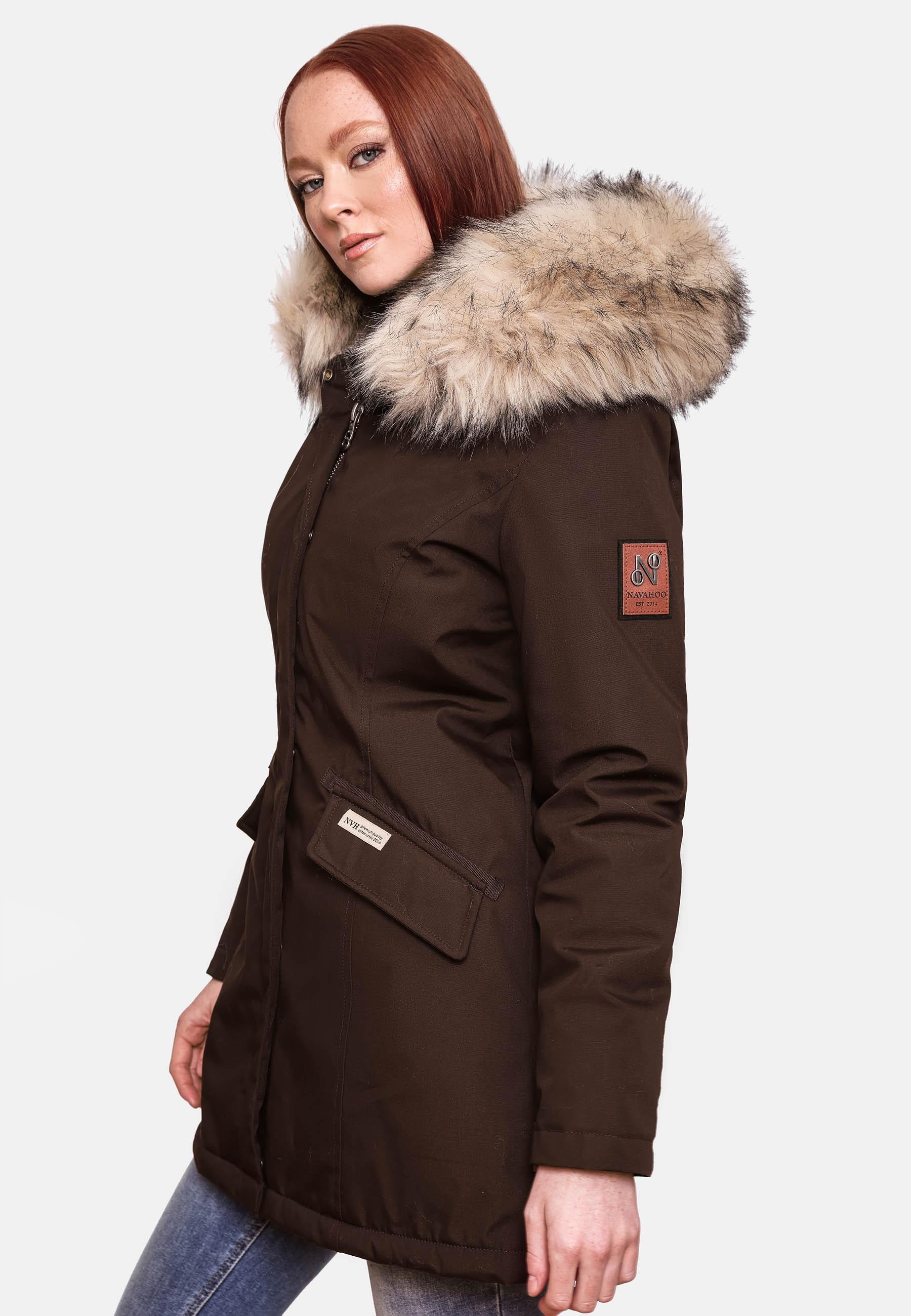Navahoo Wintermantel »Cristal«, stylischer Damen Winterparka mit Kunstfell-Kapuze