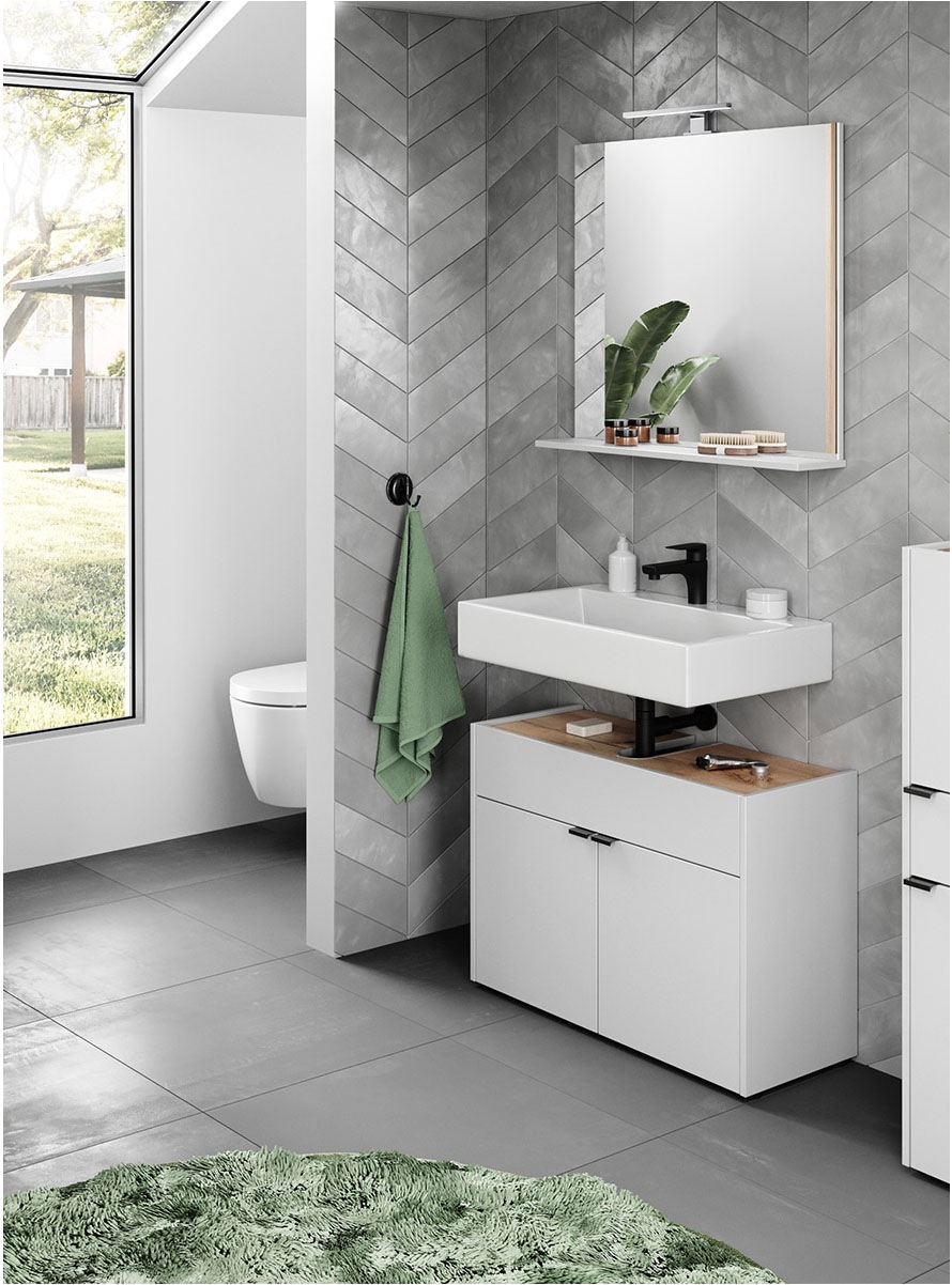 GERMANIA Badmöbel-Set »Ameca«, (2 St.), Badezimmer-Set bestehend aus Waschbeckenunterschrank & Spiegel