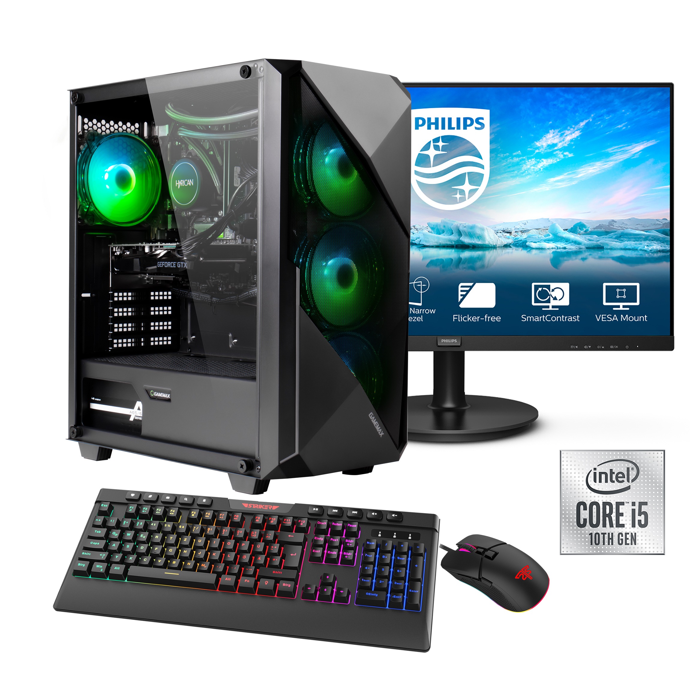 Hyrican Gaming-PC-Komplettsystem »Striker SET02214«, Windows 11, inklusive 27" Monitor Philips 271V8LA