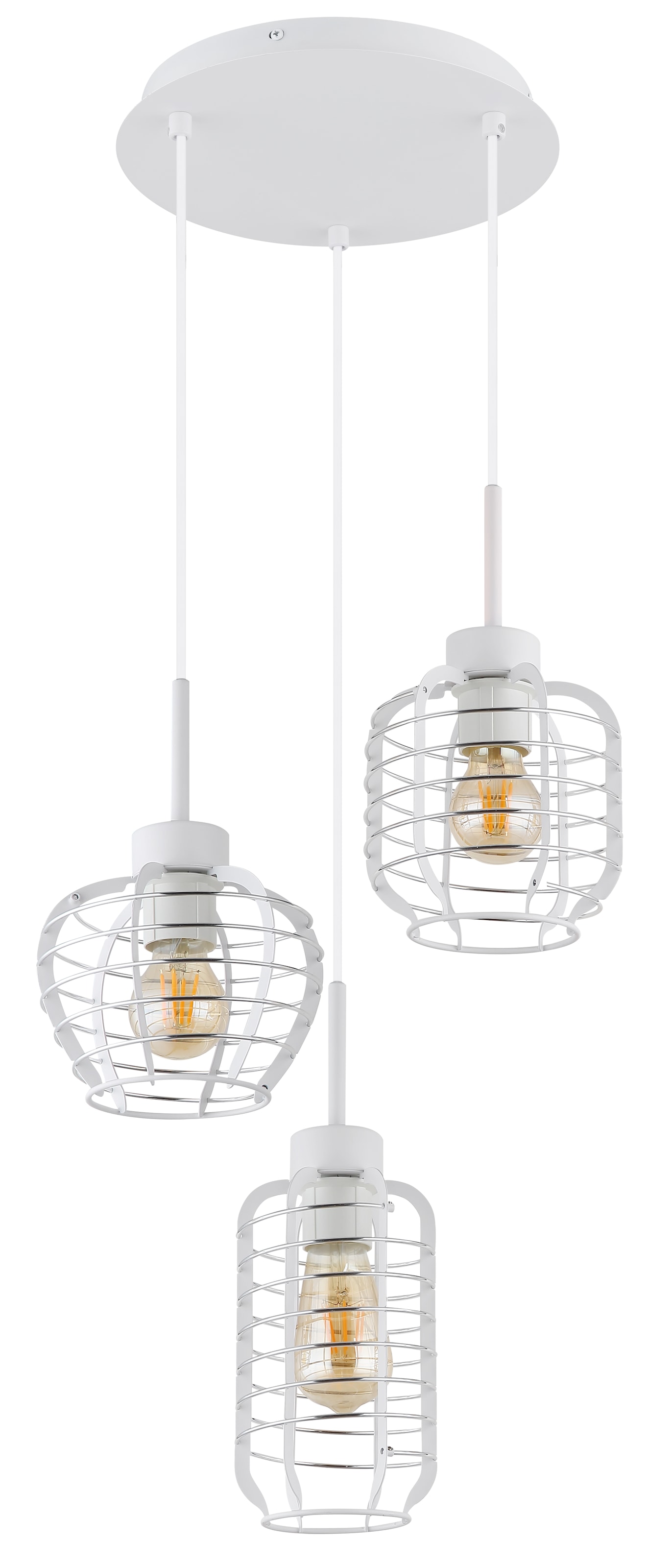 GLOBO LIGHTING Hängeleuchte »NESA« E27 1 Stk. Weiße Hängeleuchte mit Aluminiumstäben verchromt, E27 3x60W