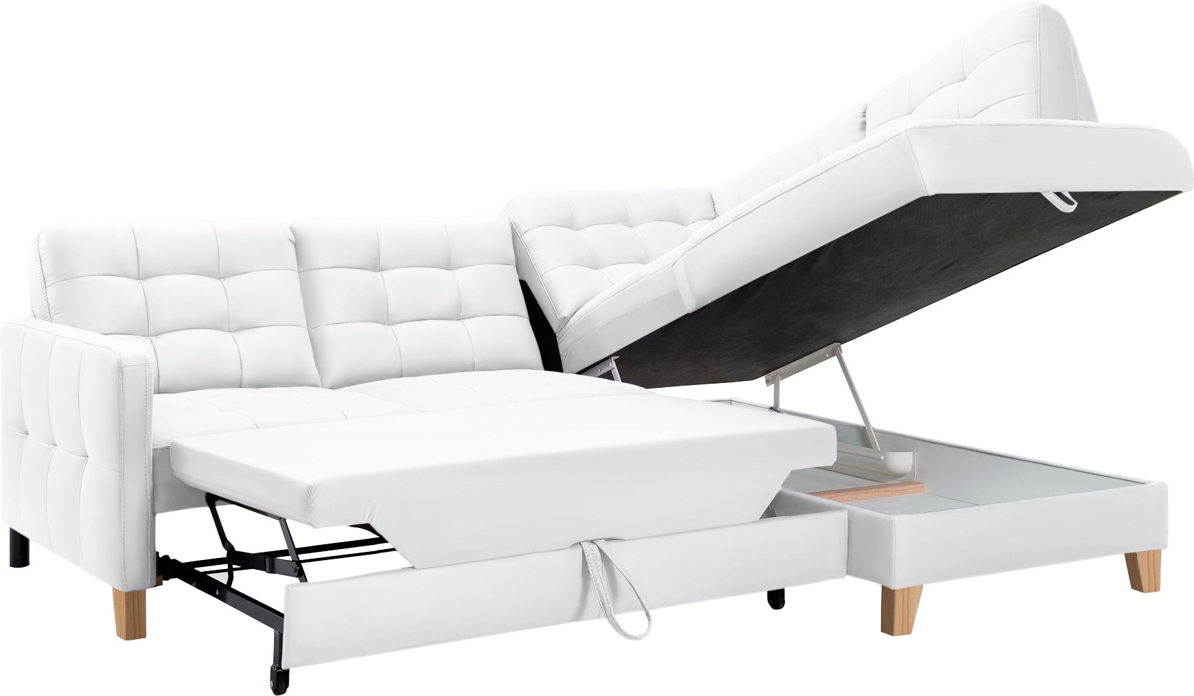 exxpo - sofa fashion Ecksofa »Elio, kompakt und komfortabel, bequem, zeitloses Design, L-Form«, wahlweise mit Bettfunktion und Bettkasten